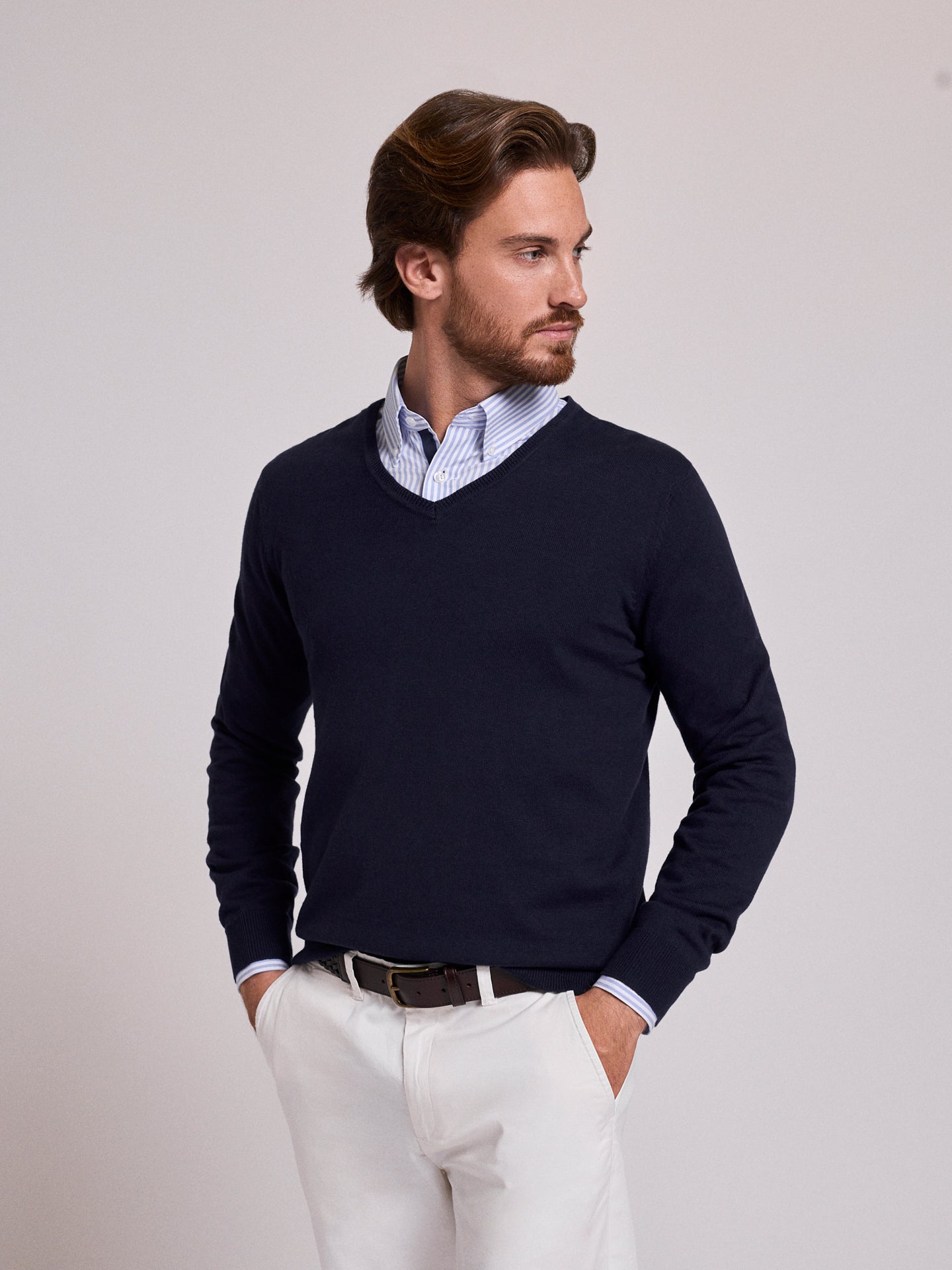 PULLOVER ALGODÃO AZUL MANGA COMPRIDA REGULAR FIT MR. BLUE