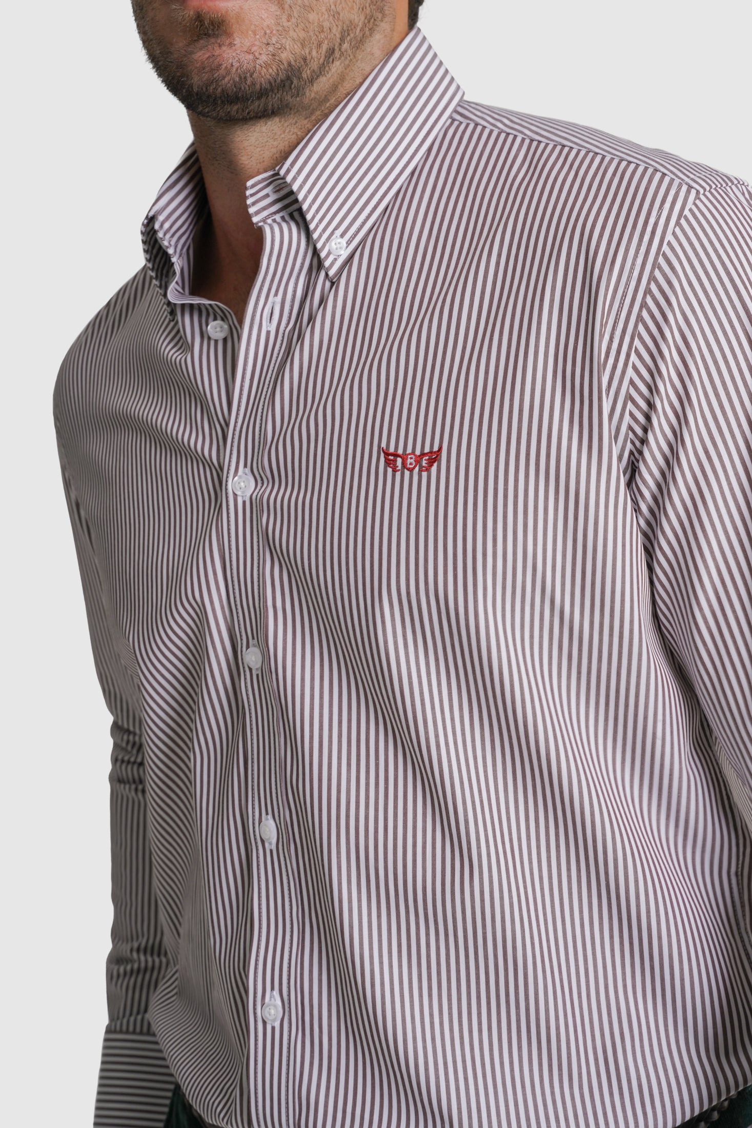 CAMISA ALGODÃO REGULAR FIT CASTANHA RISCAS MR. BLUE