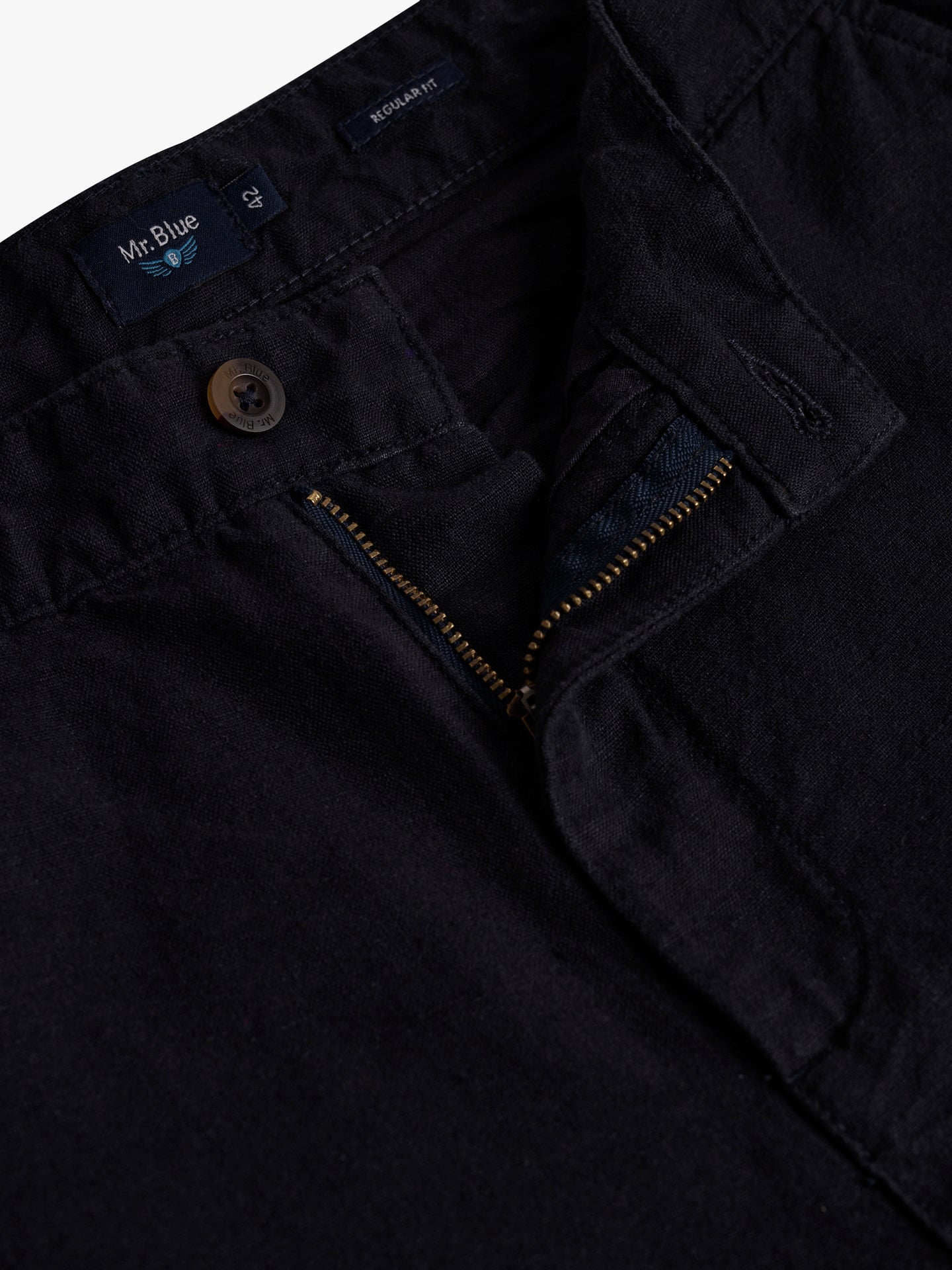 Calças Chinos Regular Fit Linho Azuis Mr. Blue