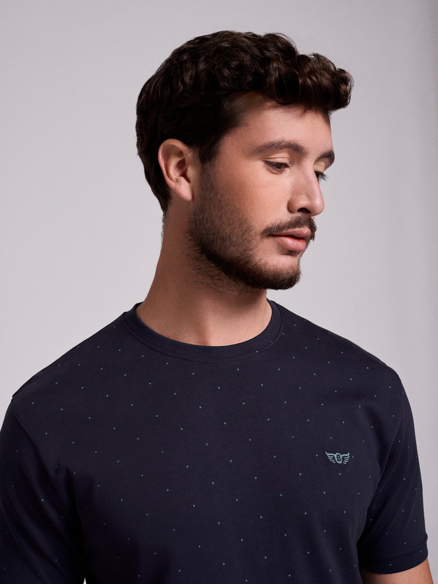 T-SHIRT ALGODÃO AZUL MANGA CURTA REGULAR FIT MR. BLUE