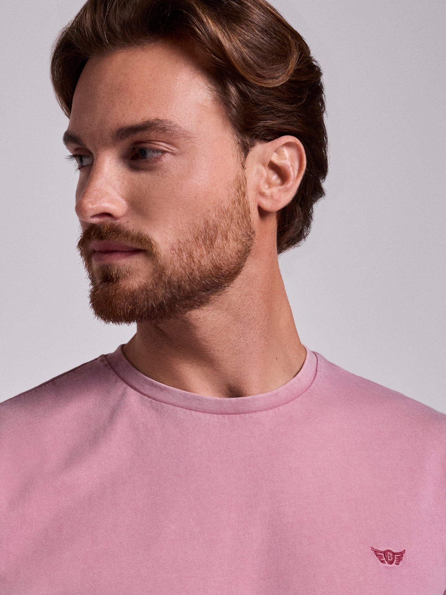 T-SHIRT ALGODÃO ROSA MANGA CURTA REGULAR FIT MR. BLUE