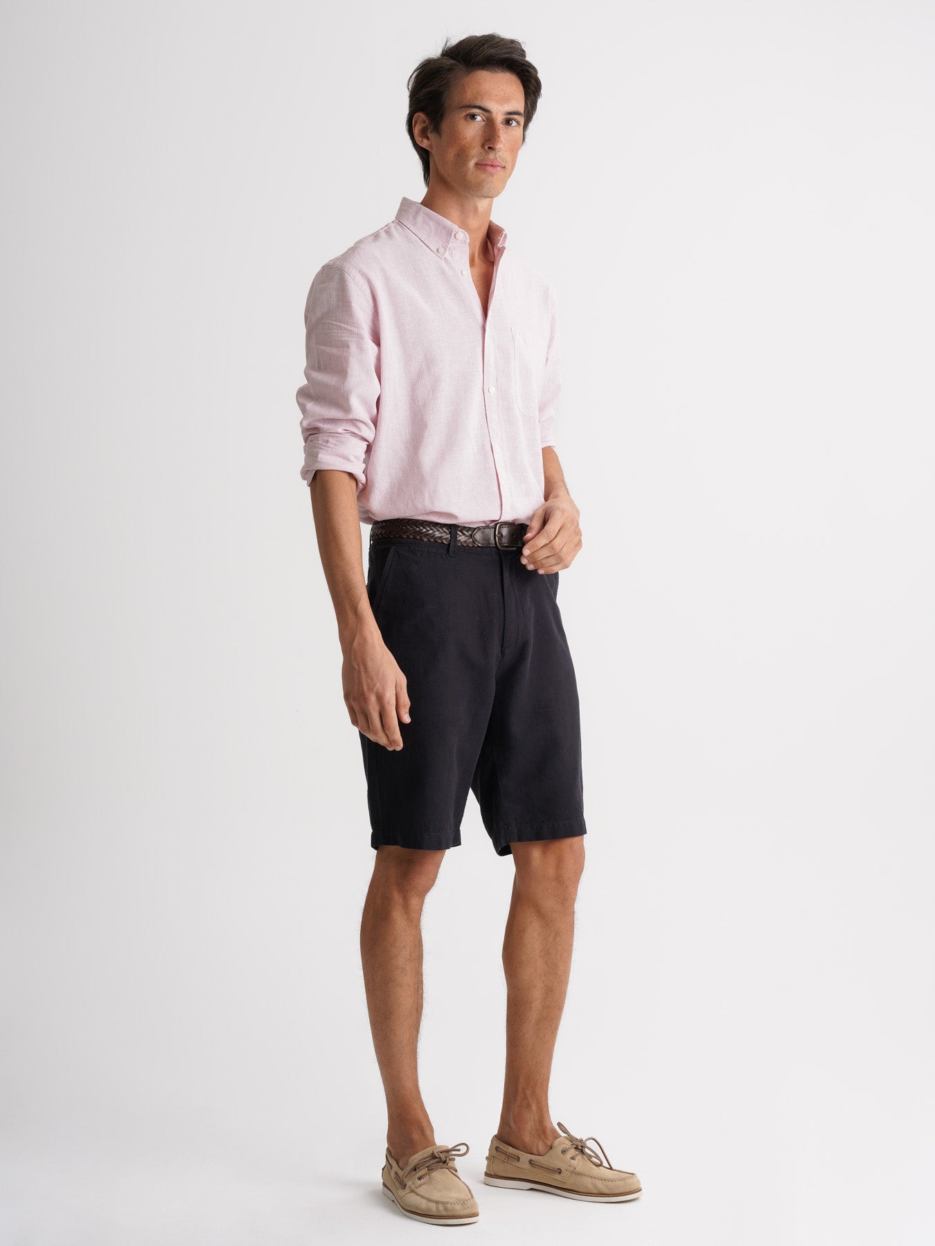 Camisa Regular Fit Linho Rosa Mr. Blue