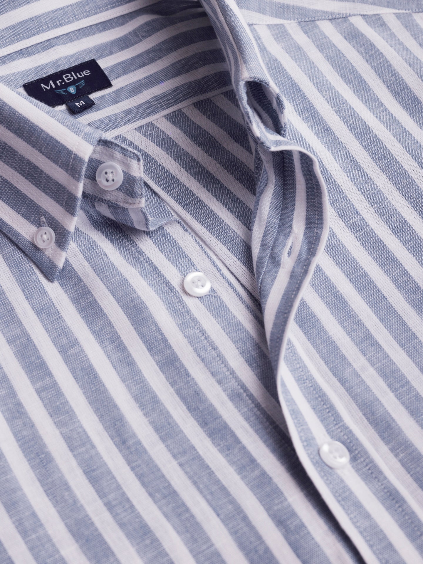 Camisa Regular Fit Linho Azul Mr. Blue