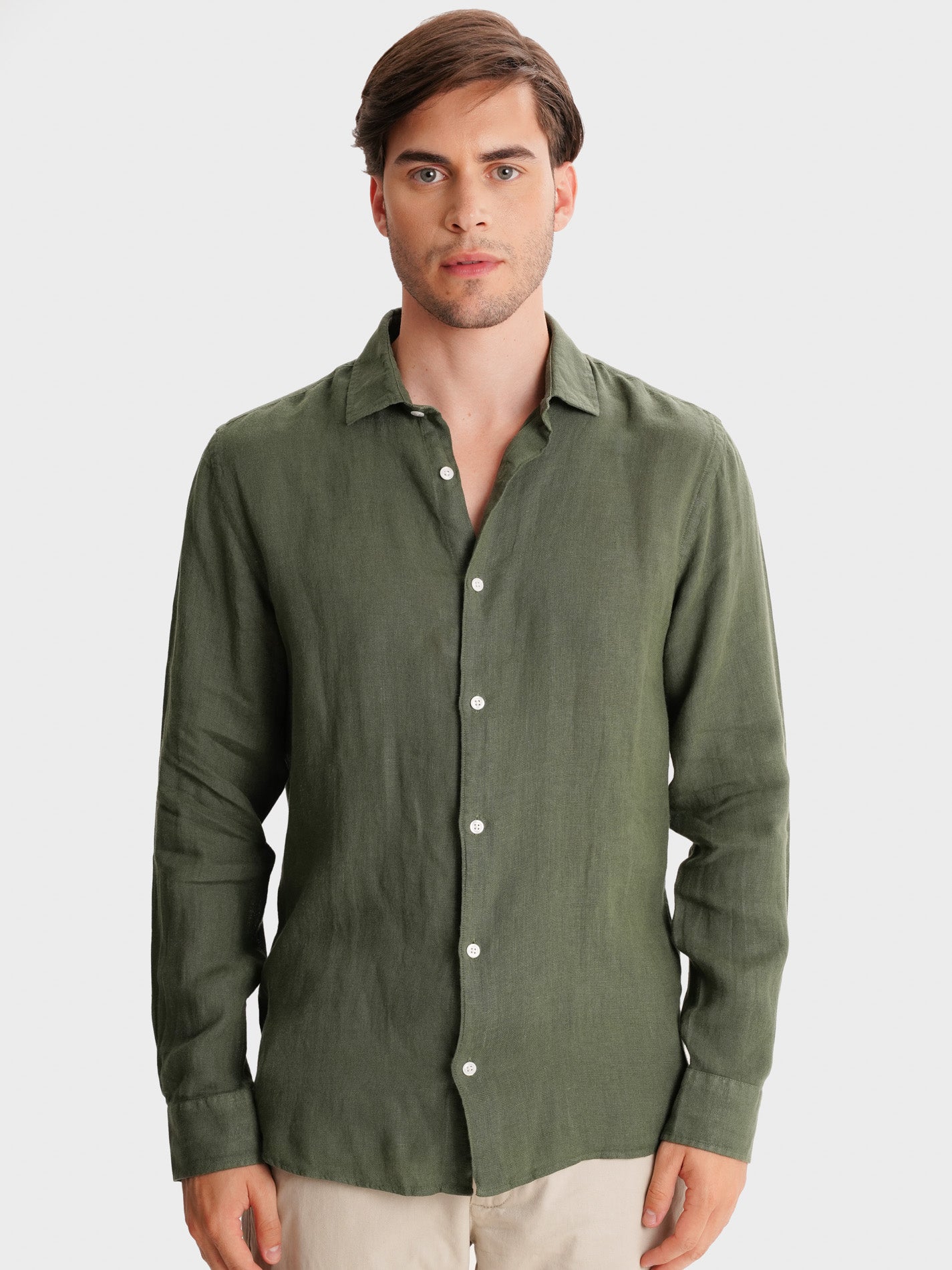 CAMISA LINHO VERDE MANGA COMPRIDA TAILORED FIT MARK BELLUCCI