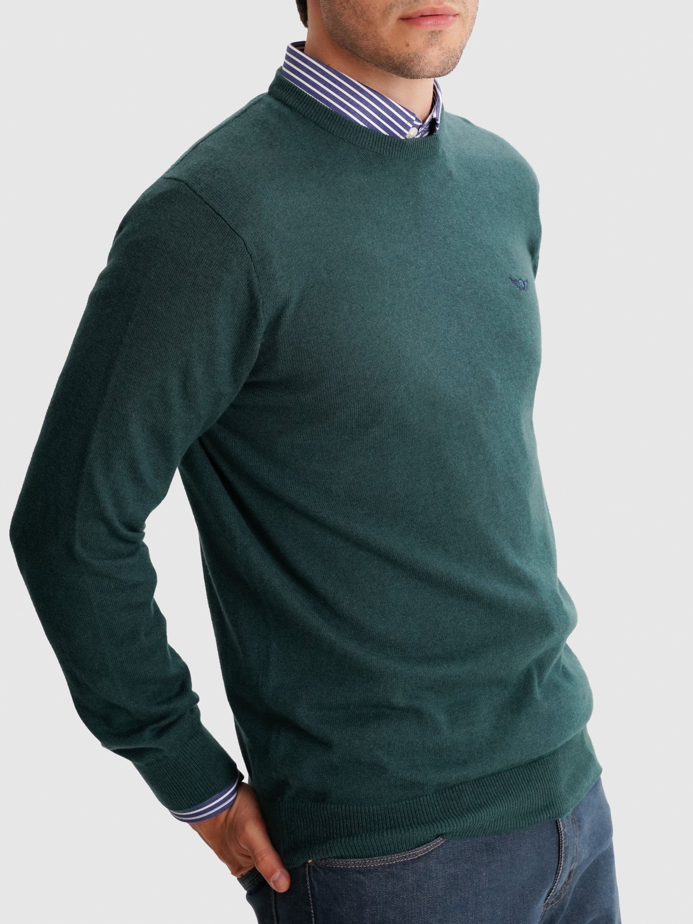 PULLOVER FINO VERDE MANGA COMPRIDA REGULAR FIT MR. BLUE