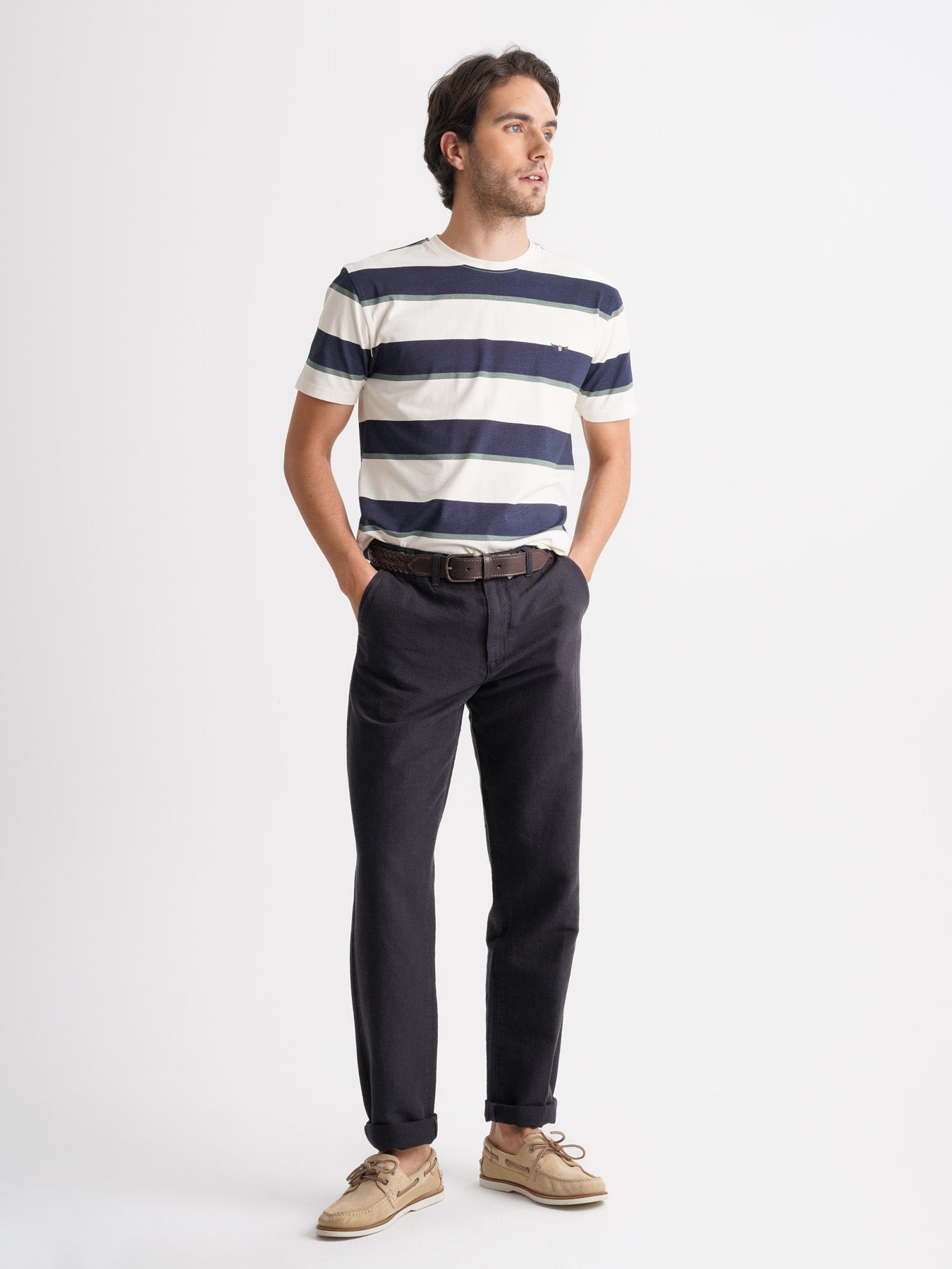 Calças Chinos Regular Fit Linho Azuis Mr. Blue