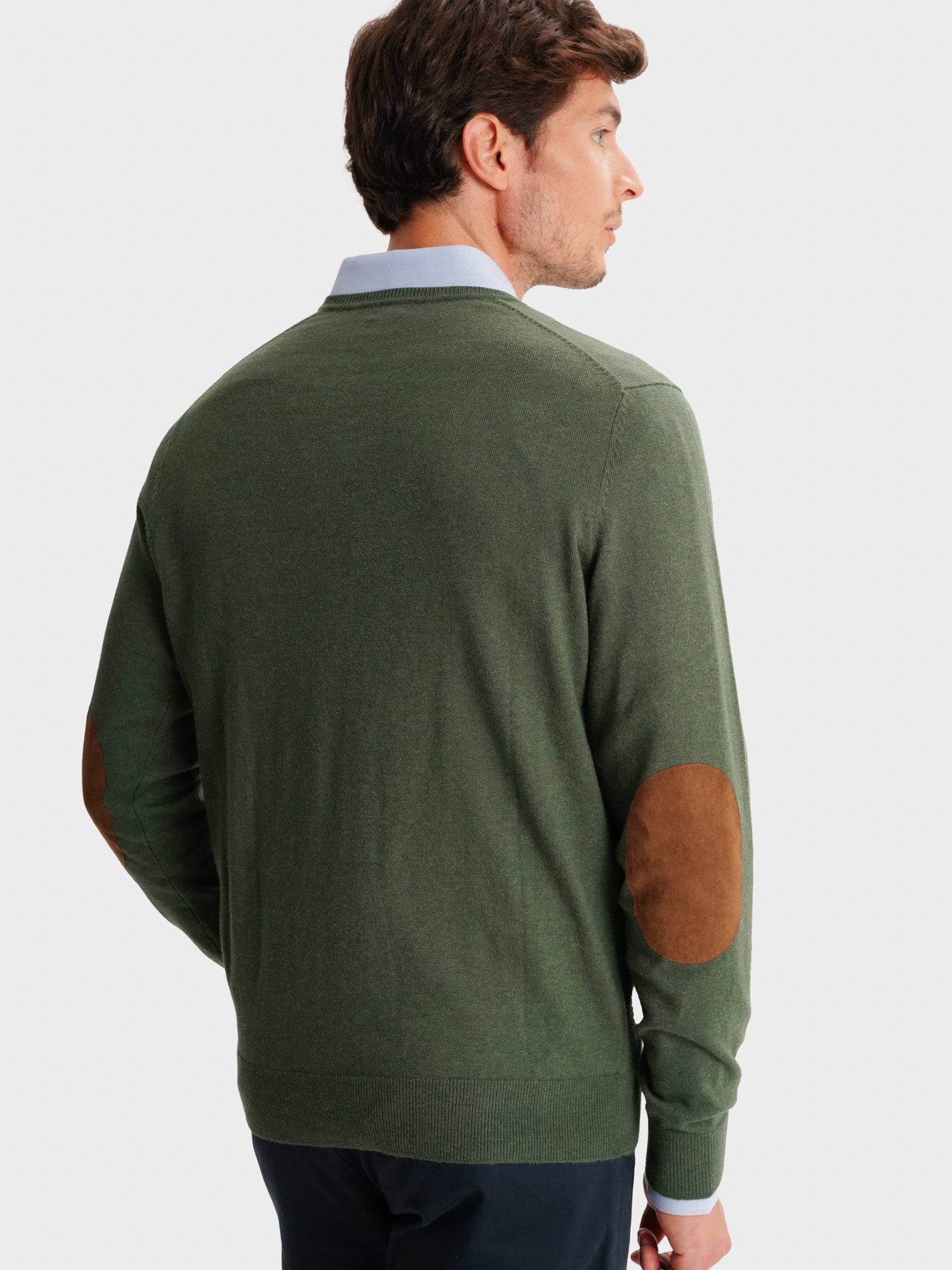 PULLOVER FINO VERDE COM COTOVELEIRA REGULAR FIT MR. BLUE