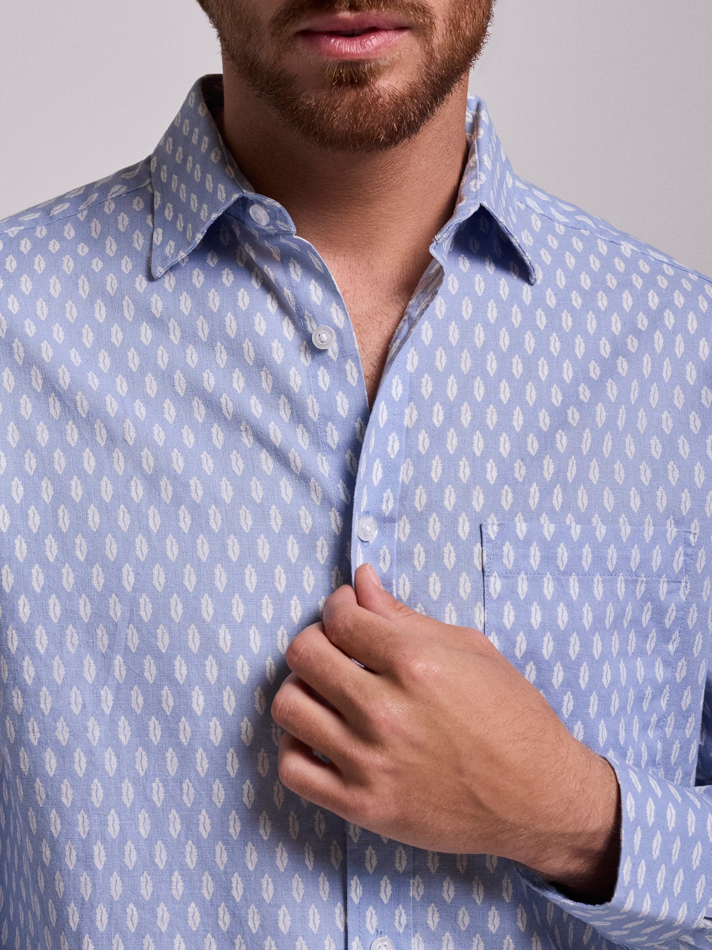 CAMISA LINHO AZUL MANGA COMPRIDA REGULAR FIT MR. BLUE