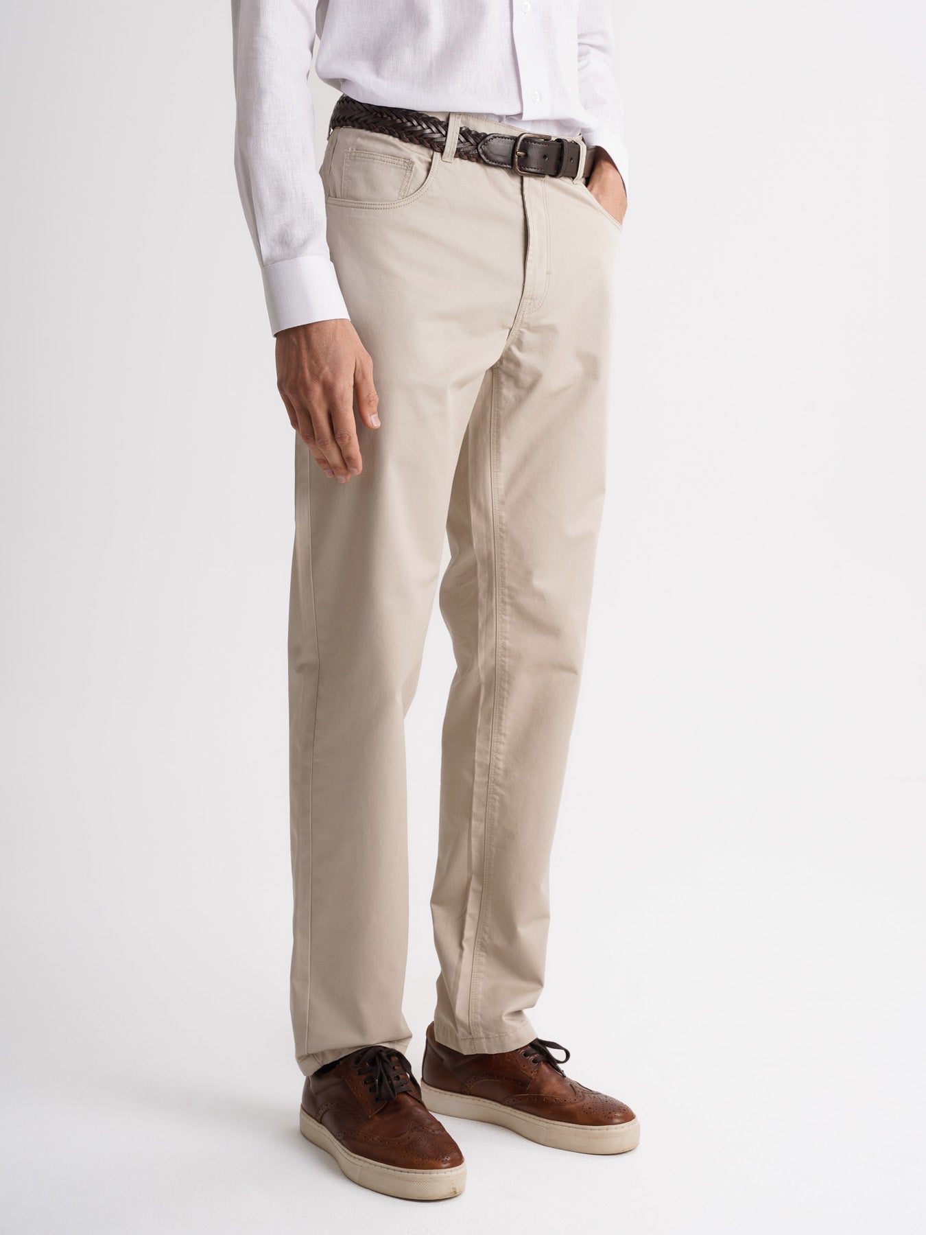 Calças Chinos Regular Fit Twill Beges Mr. Blue