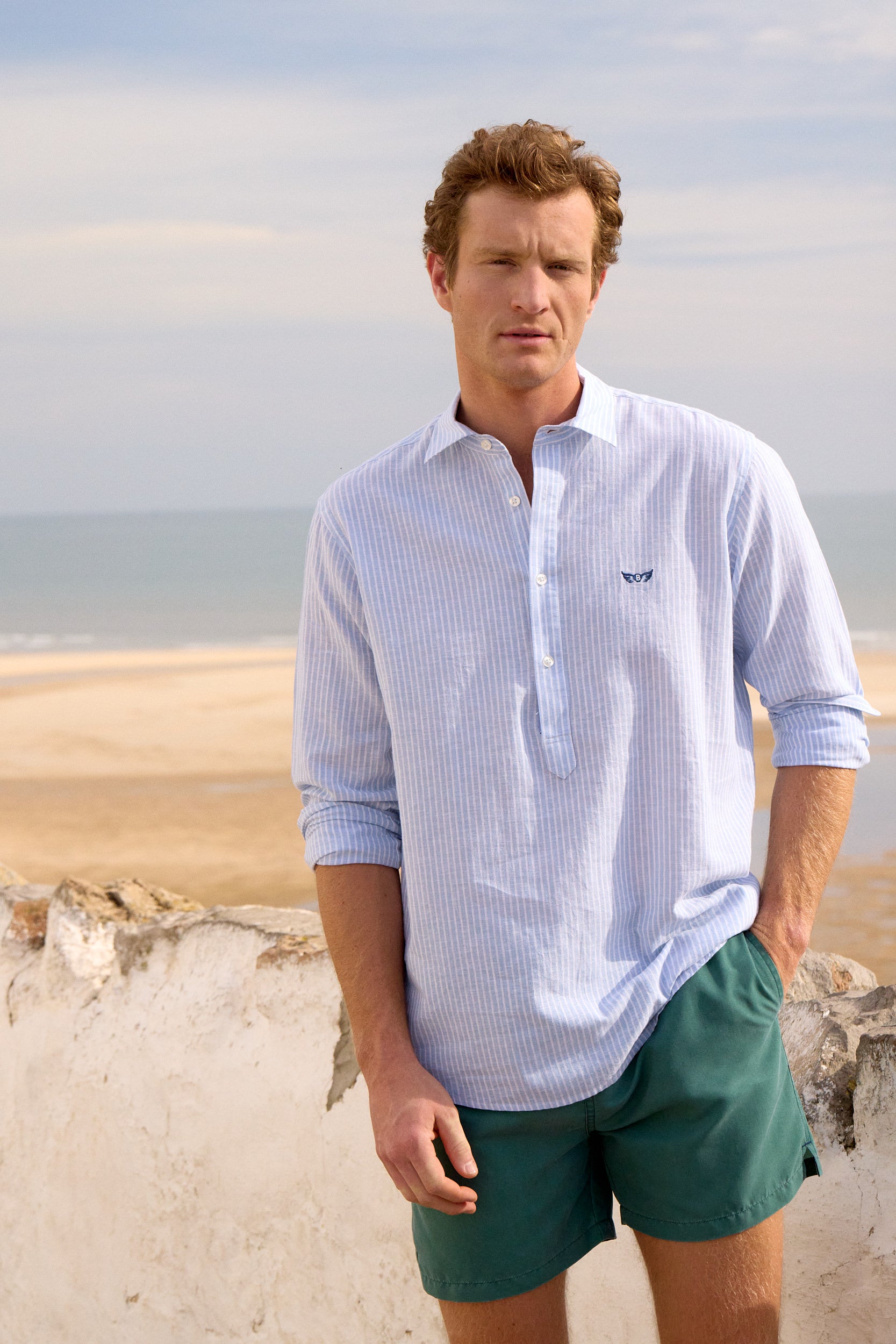 Camisa Regular Fit Linho Azul Mr. Blue