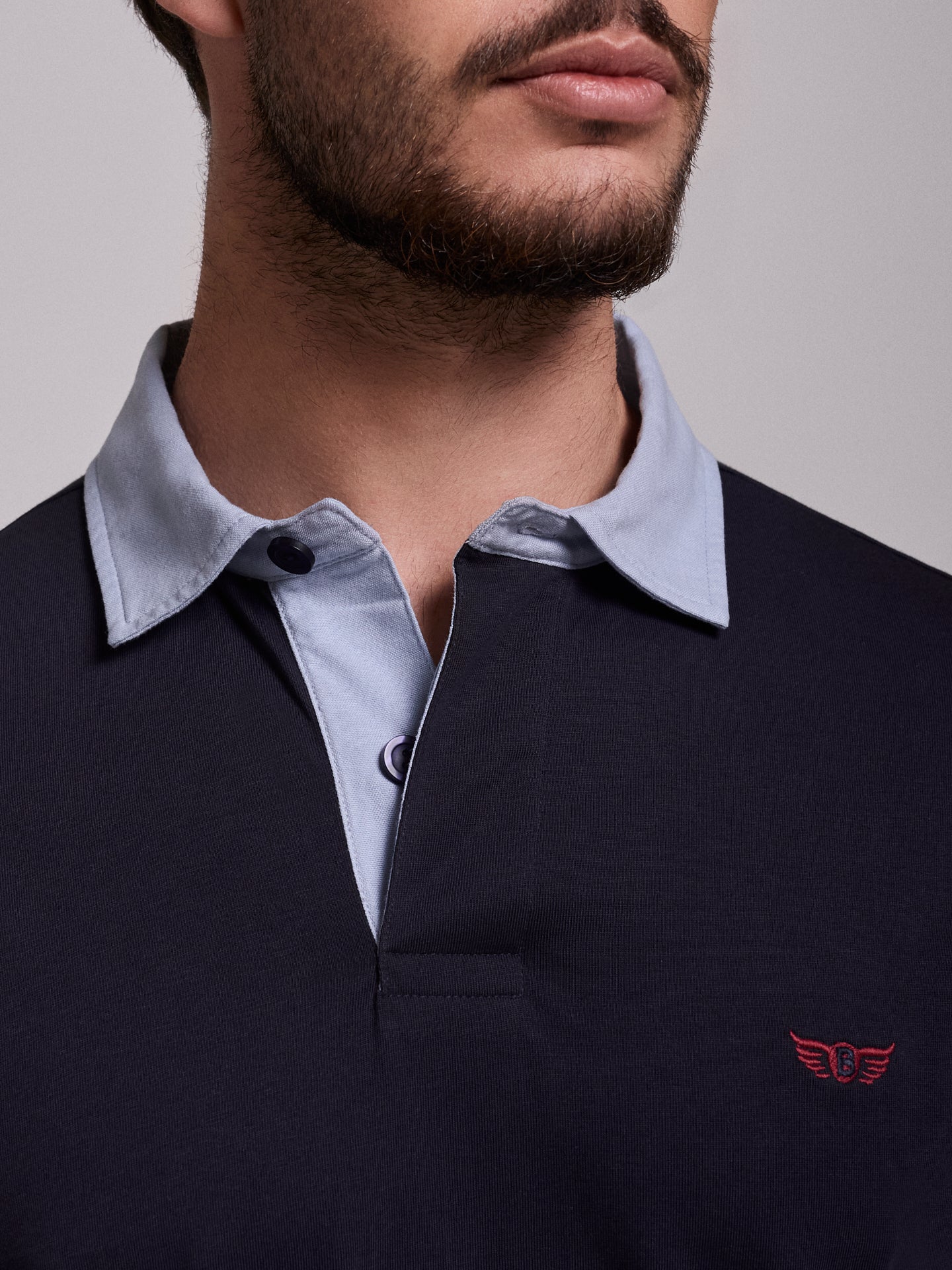 RUGBIE ALGODÃO AZUL MANGA CURTA REGULAR FIT MR. BLUE