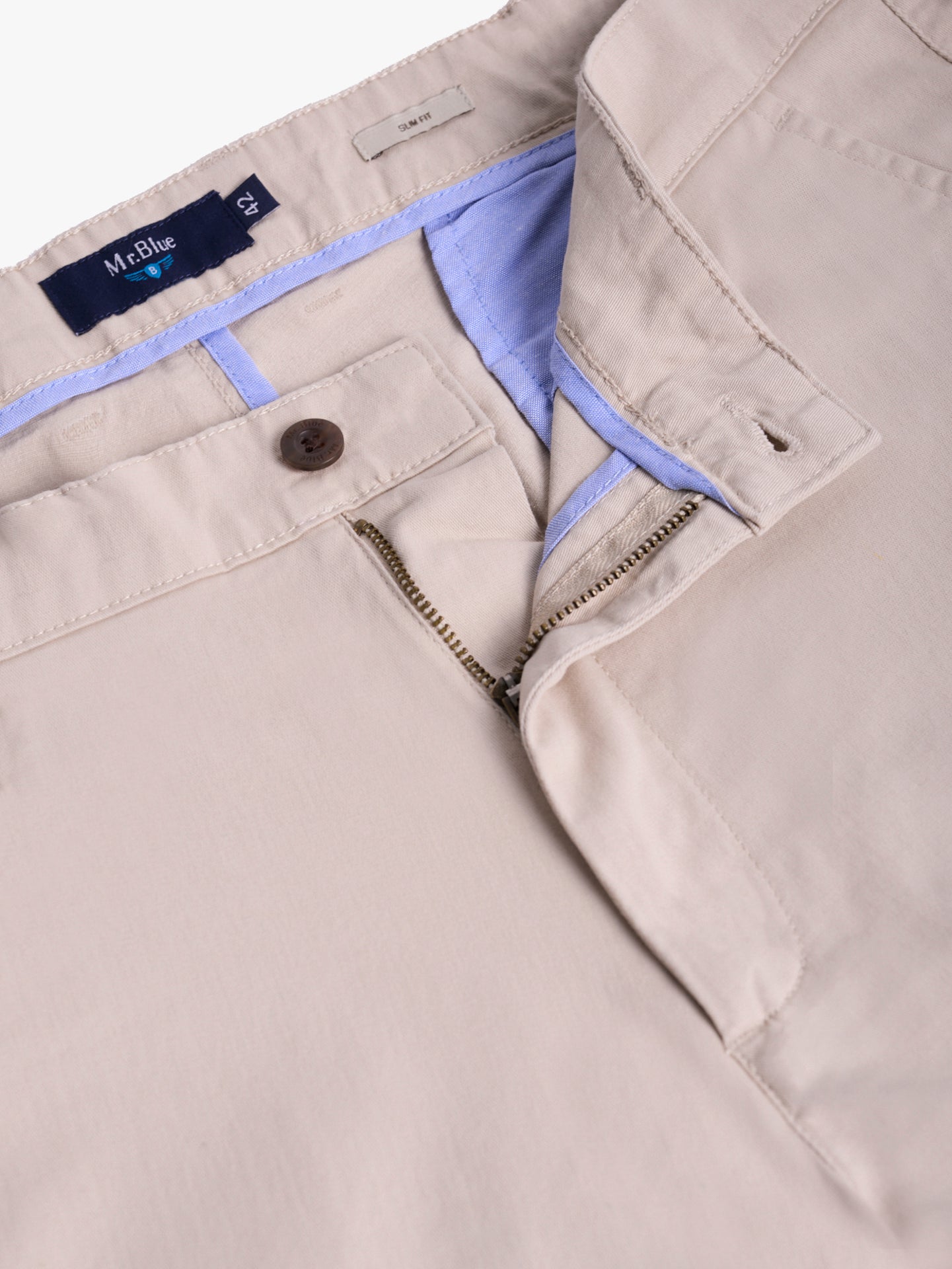 CALÇAS ALGODÃO BEGES SLIM FIT MR. BLUE