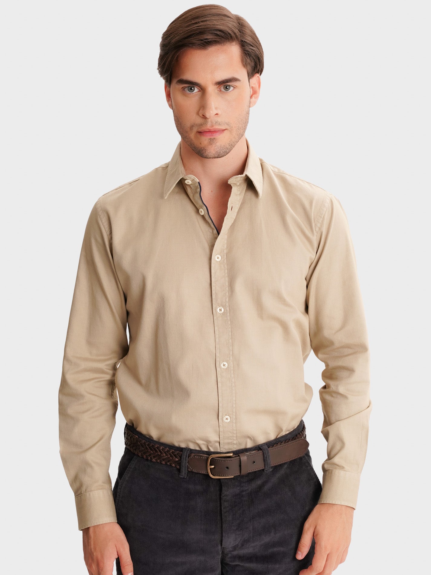 CAMISA BEGE TAILORED FIT MR. BLUE