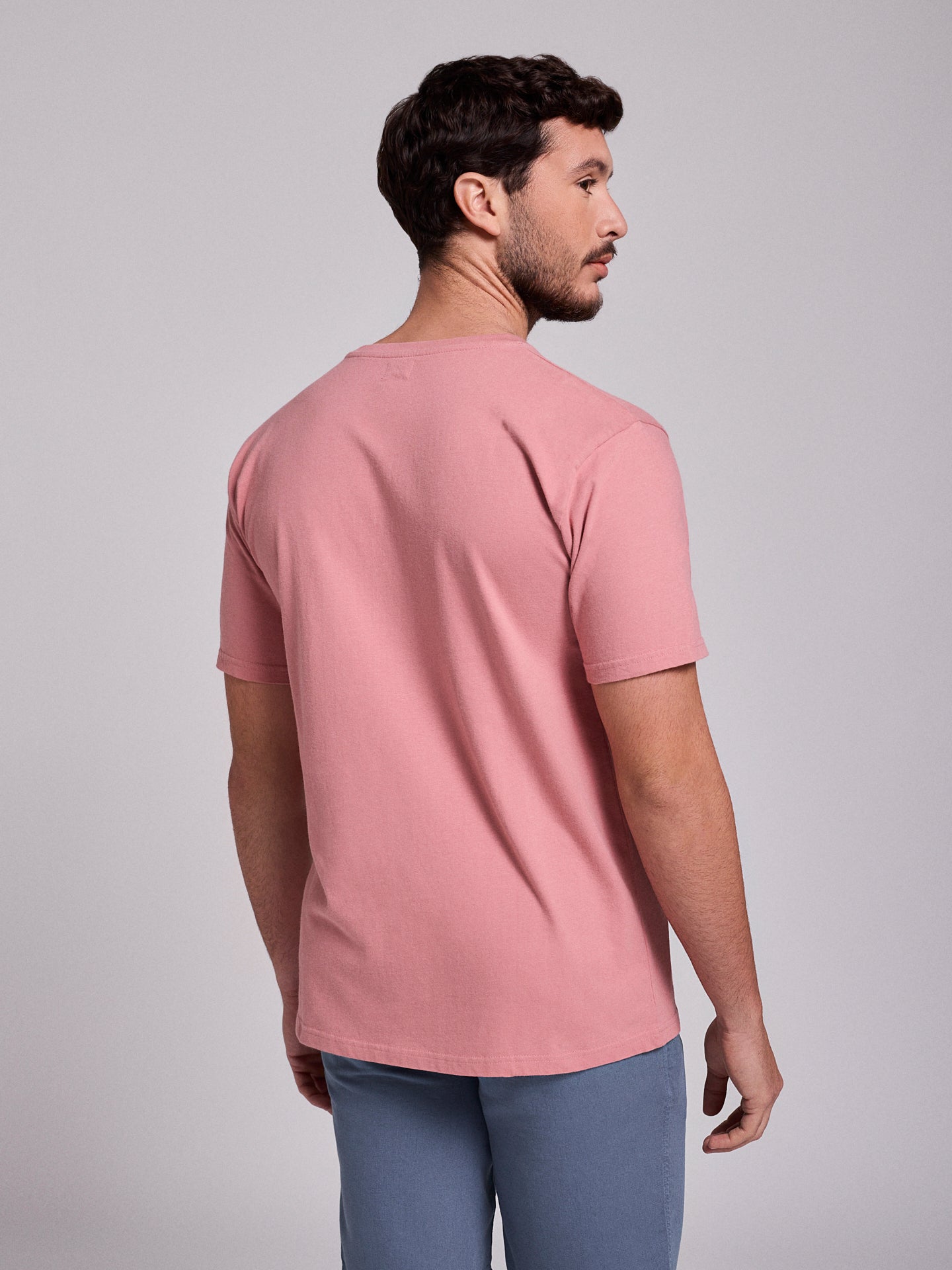 T-SHIRT ALGODÃO ROSA MANGA CURTA REGULAR FIT MR. BLUE
