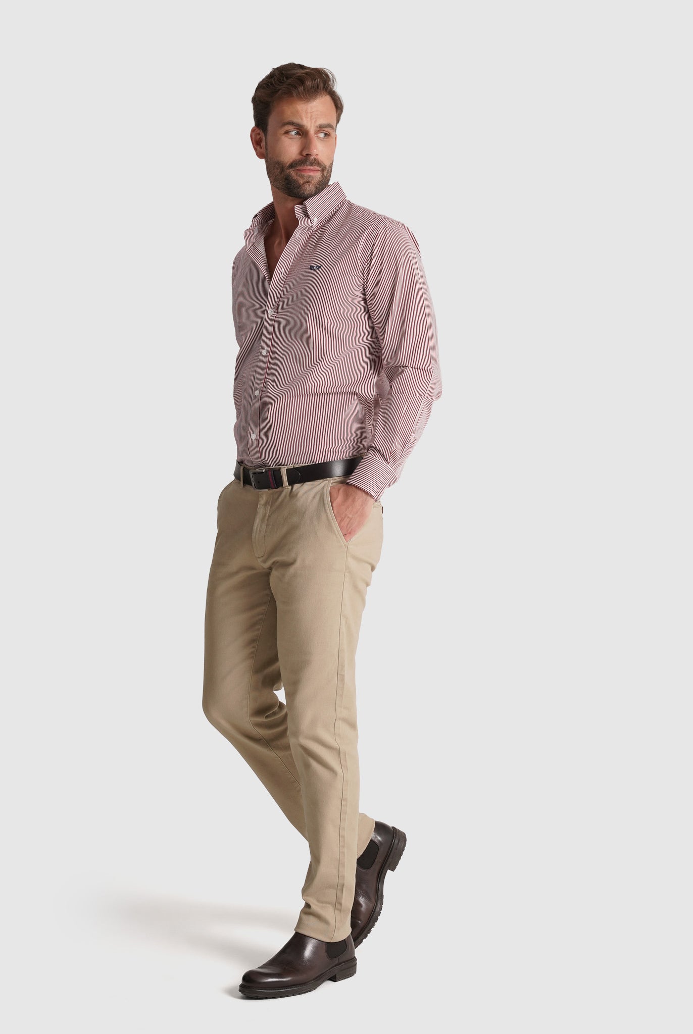 Camisa Algodão Vermelha Manga Comprida Regular Fit Mr. Blue