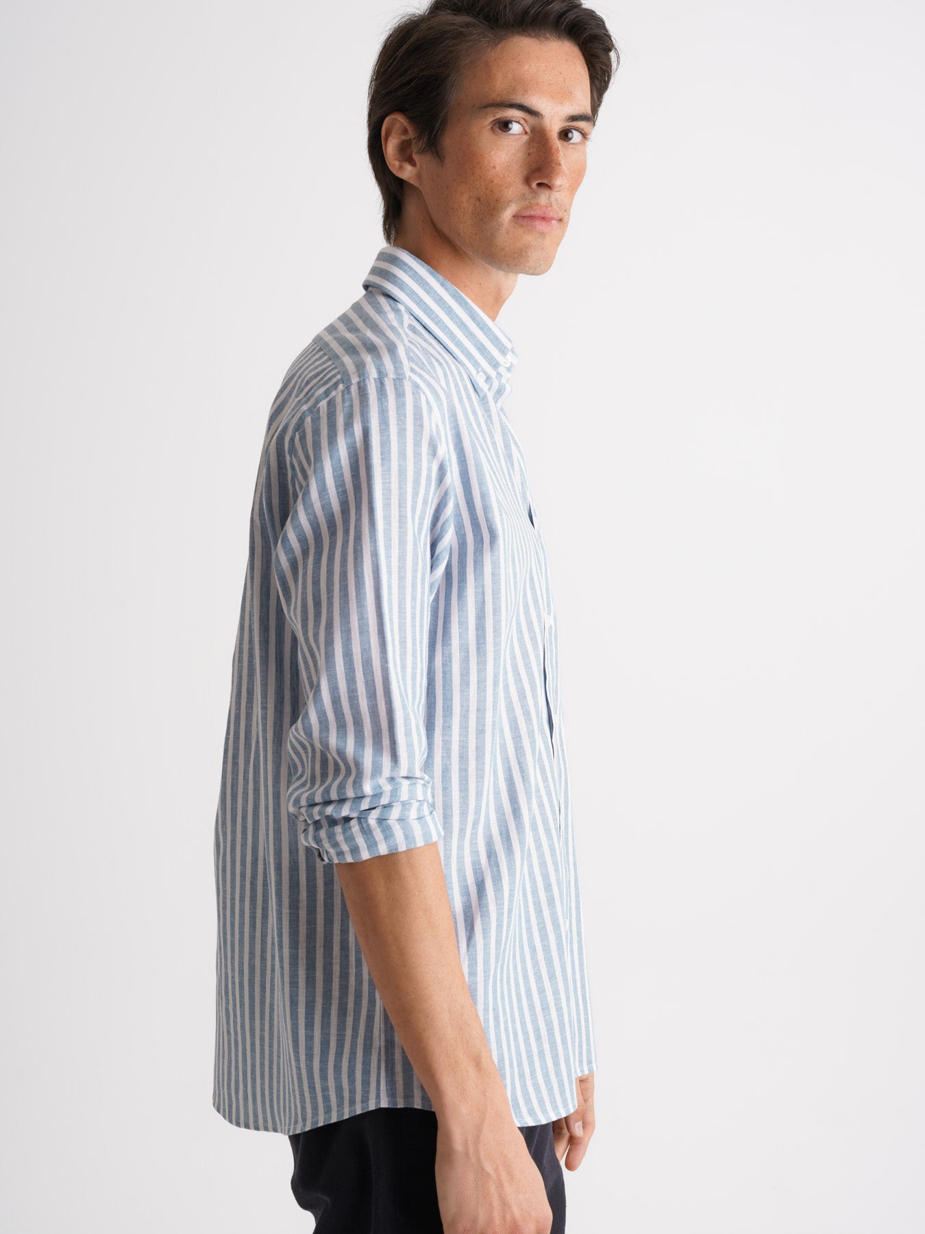 Camisa Regular Fit Linho Azul Mr. Blue