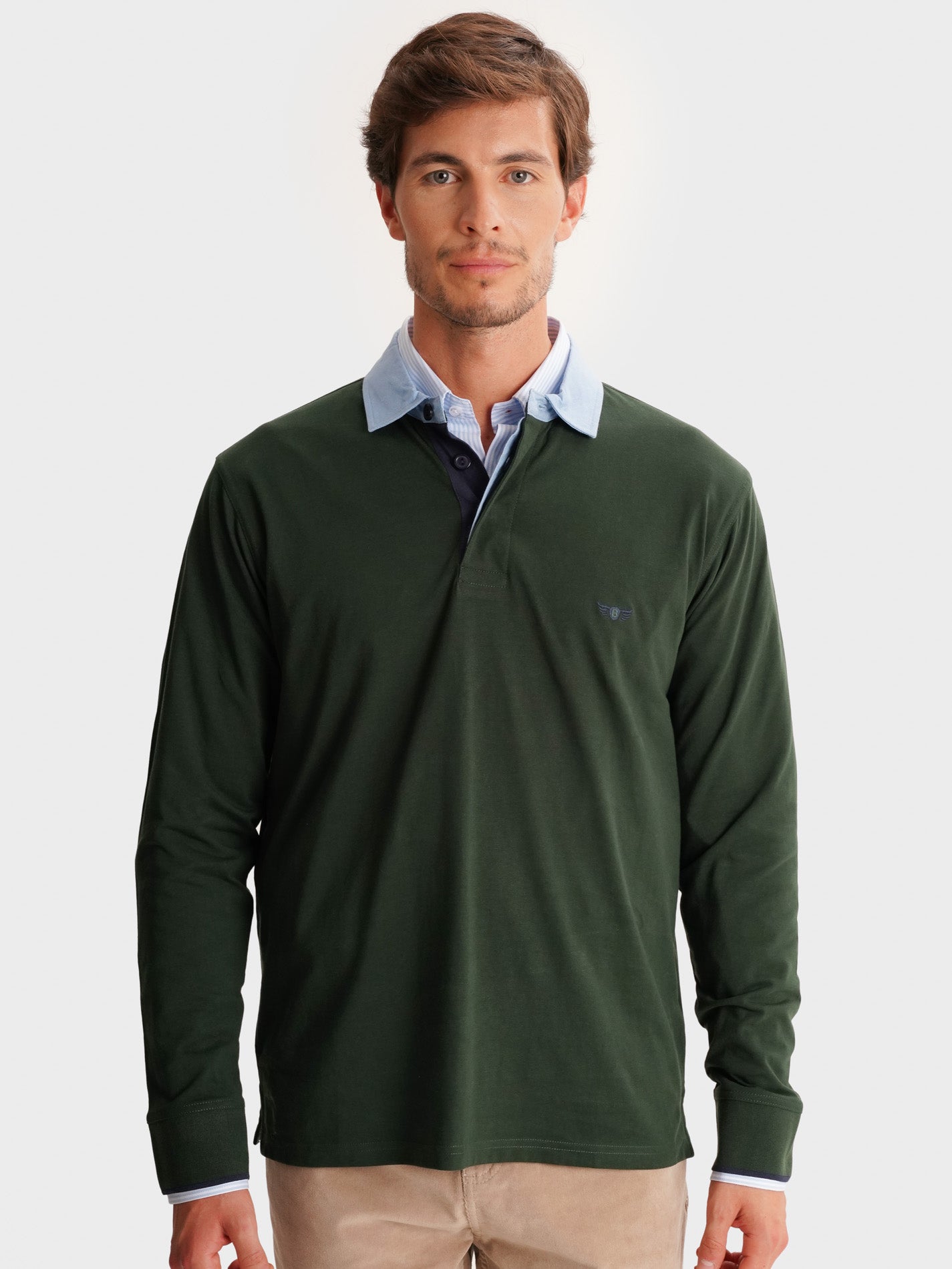 RUGBIE ALGODÃO VERDE MANGA COMPRIDA REGULAR FIT MR. BLUE