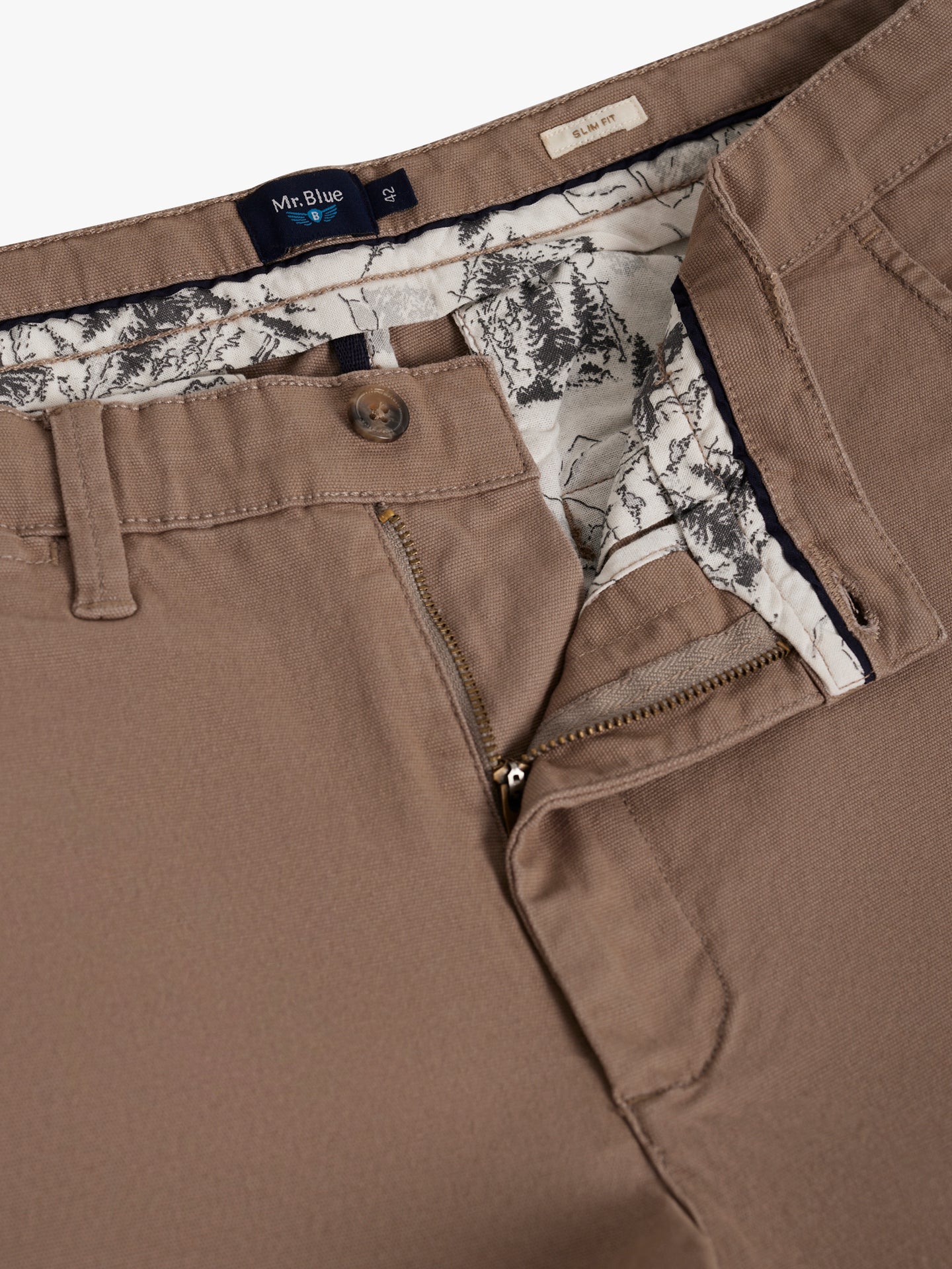 CALÇAS ESTRUTURADA BEGES SLIM FIT MR. BLUE