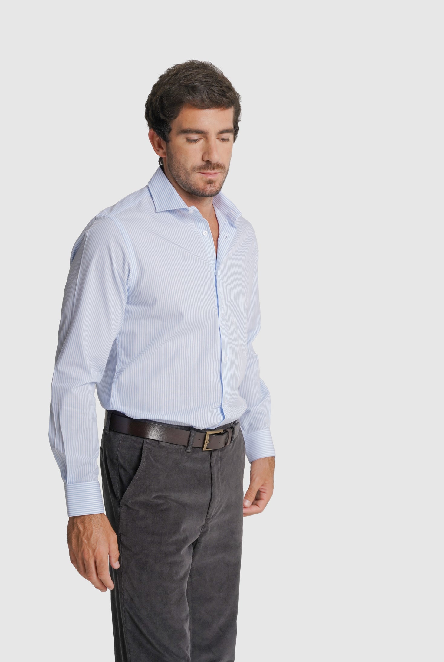 CAMISA ALGODÃO SLIM FIT AZUL RISCAS MR. BLUE