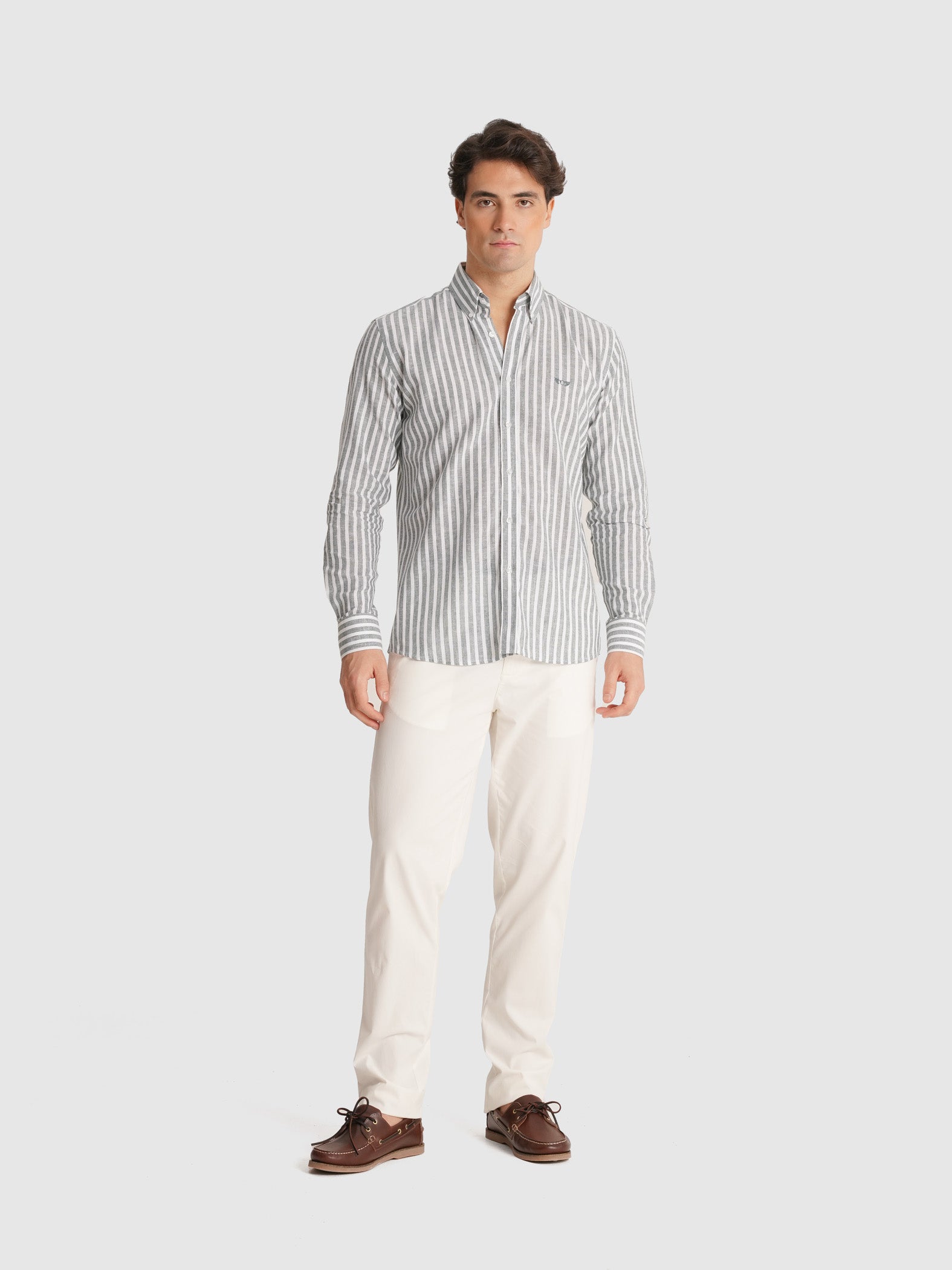 CAMISA MANGA LARGA VERDE REGULAR FIT MR. AZUL