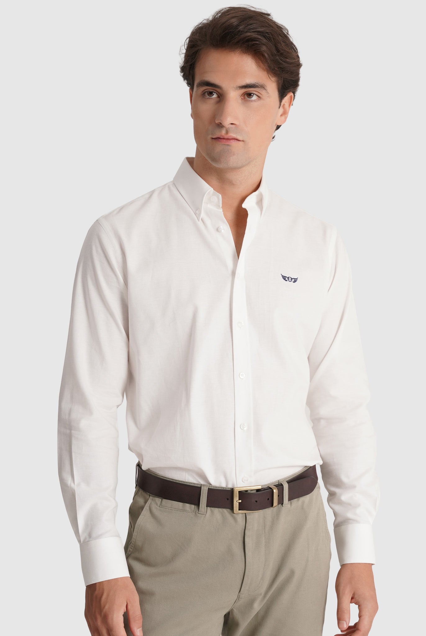 Camisa Algodão Branca Manga Comprida Regular Fit Mr. Blue