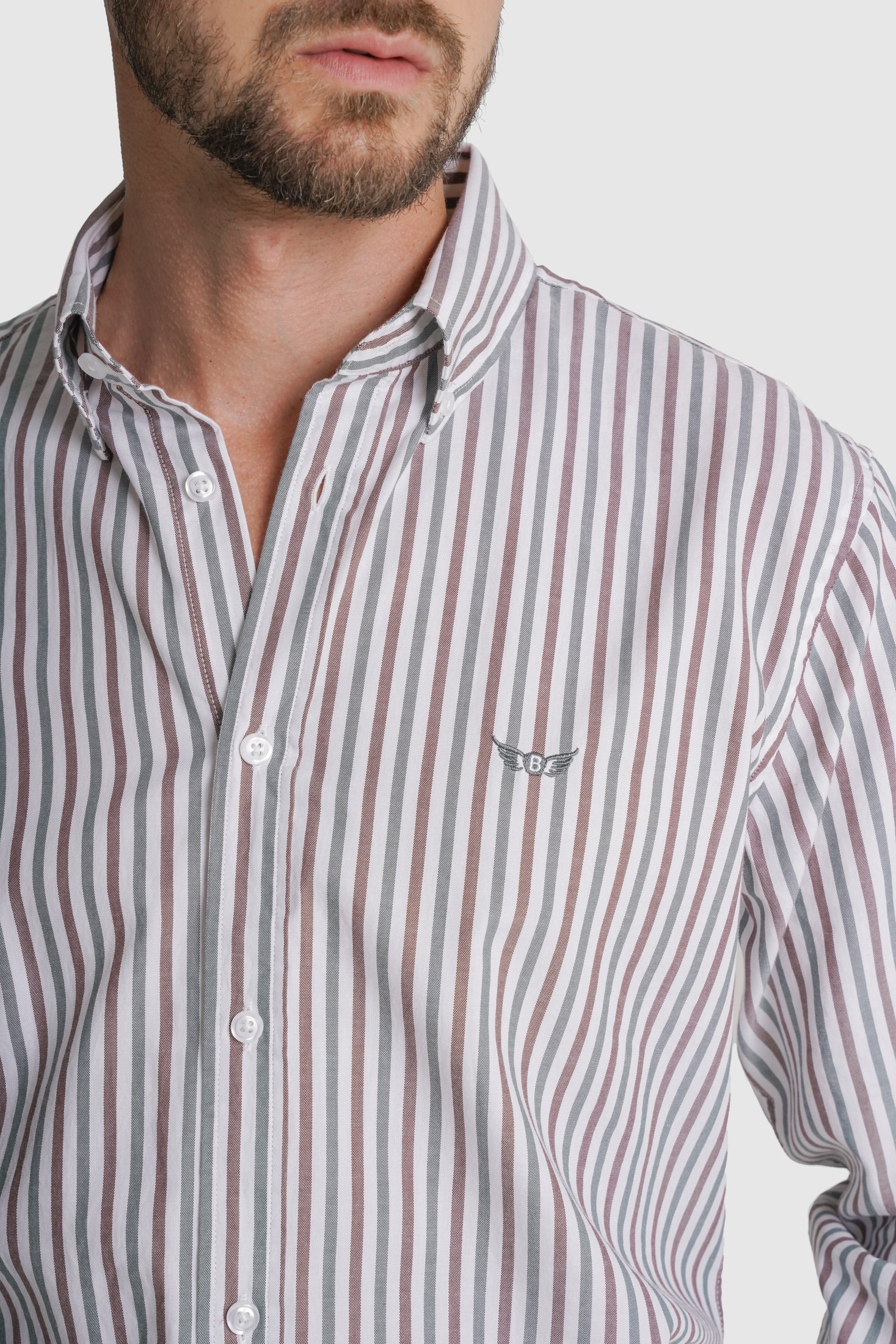 CAMISA ALGODÃO REGULAR FIT VERDE RISCAS MR. BLUE
