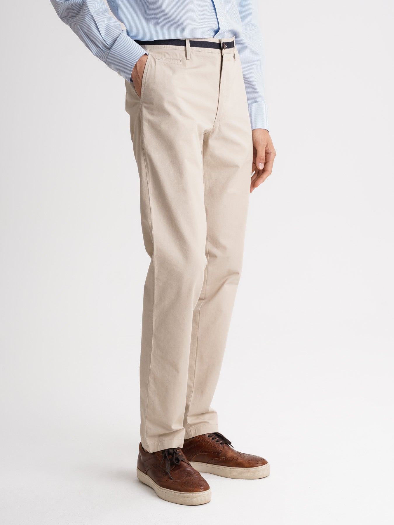 Calças Chinos Slim Fit Twill Beges Mr. Blue