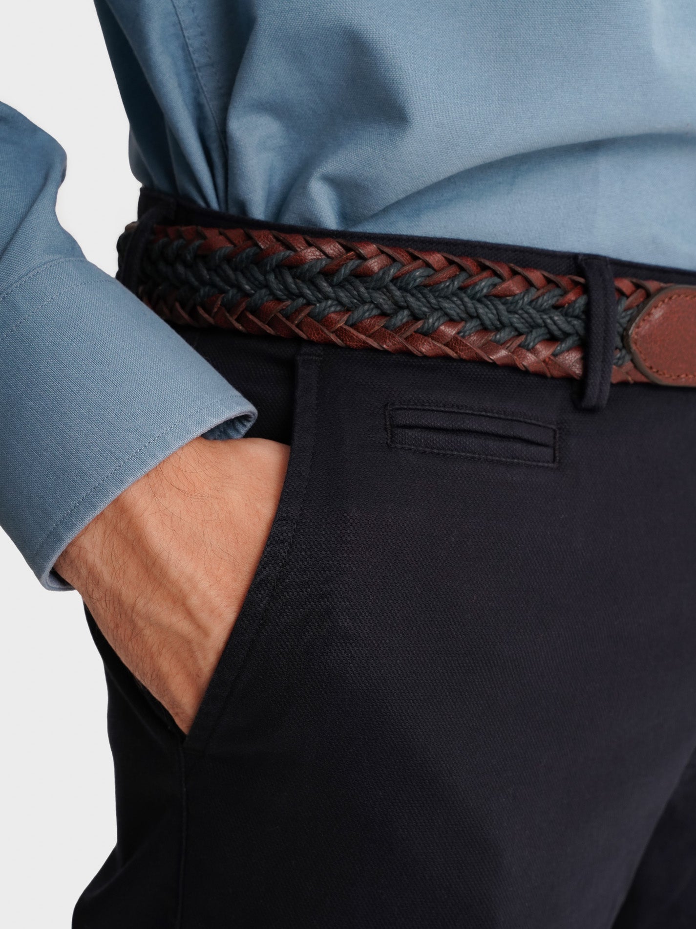 CALÇAS ESTRUTURADA AZUIS SLIM FIT MR. BLUE