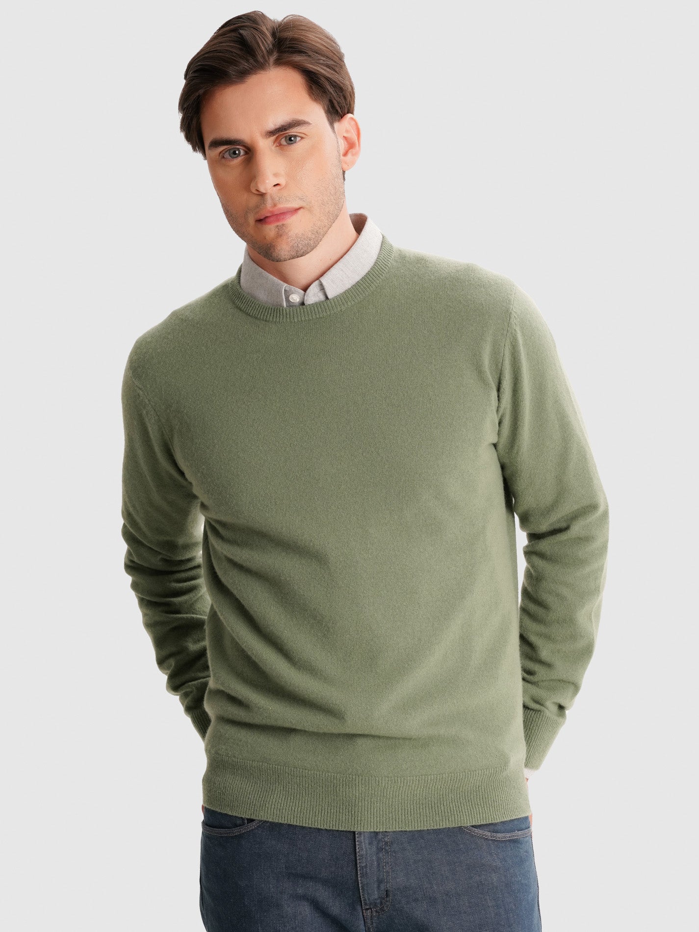 PULLOVER FINO VERDE MANGA COMPRIDA REGULAR FIT MR. BLUE