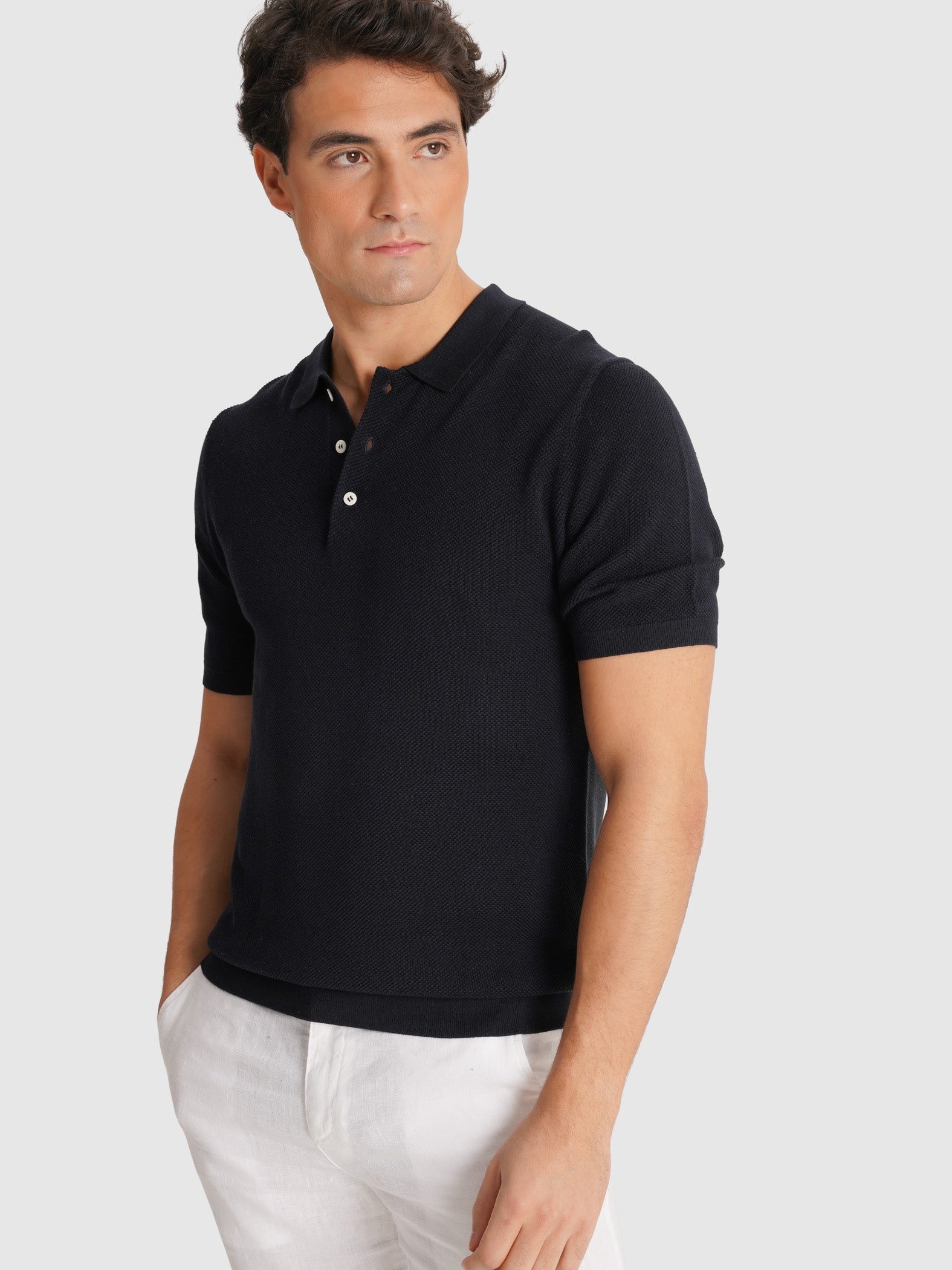 REGULAR FIT SHORT SLEEVE BLUE POLO MARK BELLUCCI
