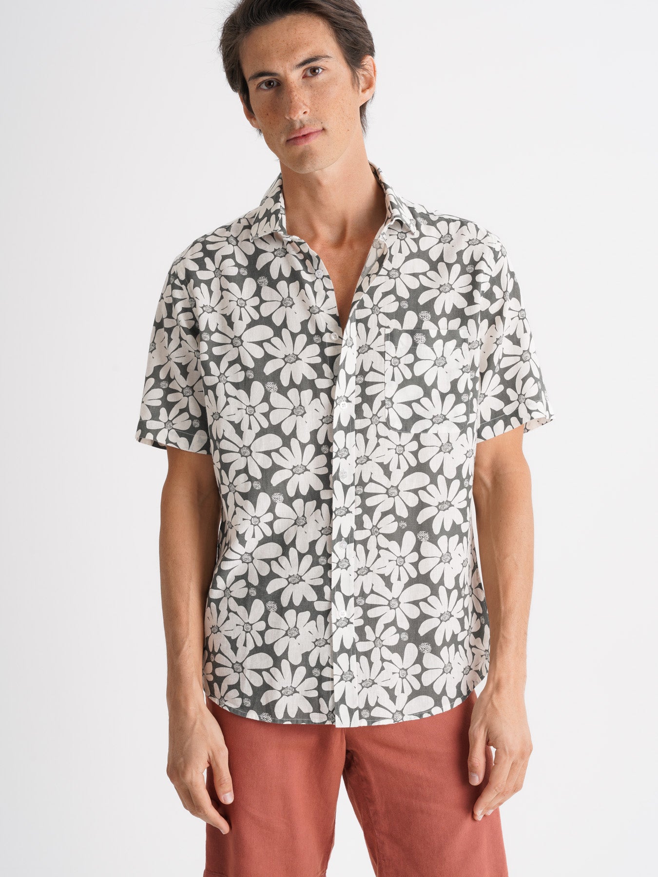 Camisa Regular Fit Linho Cinzenta Mr. Blue