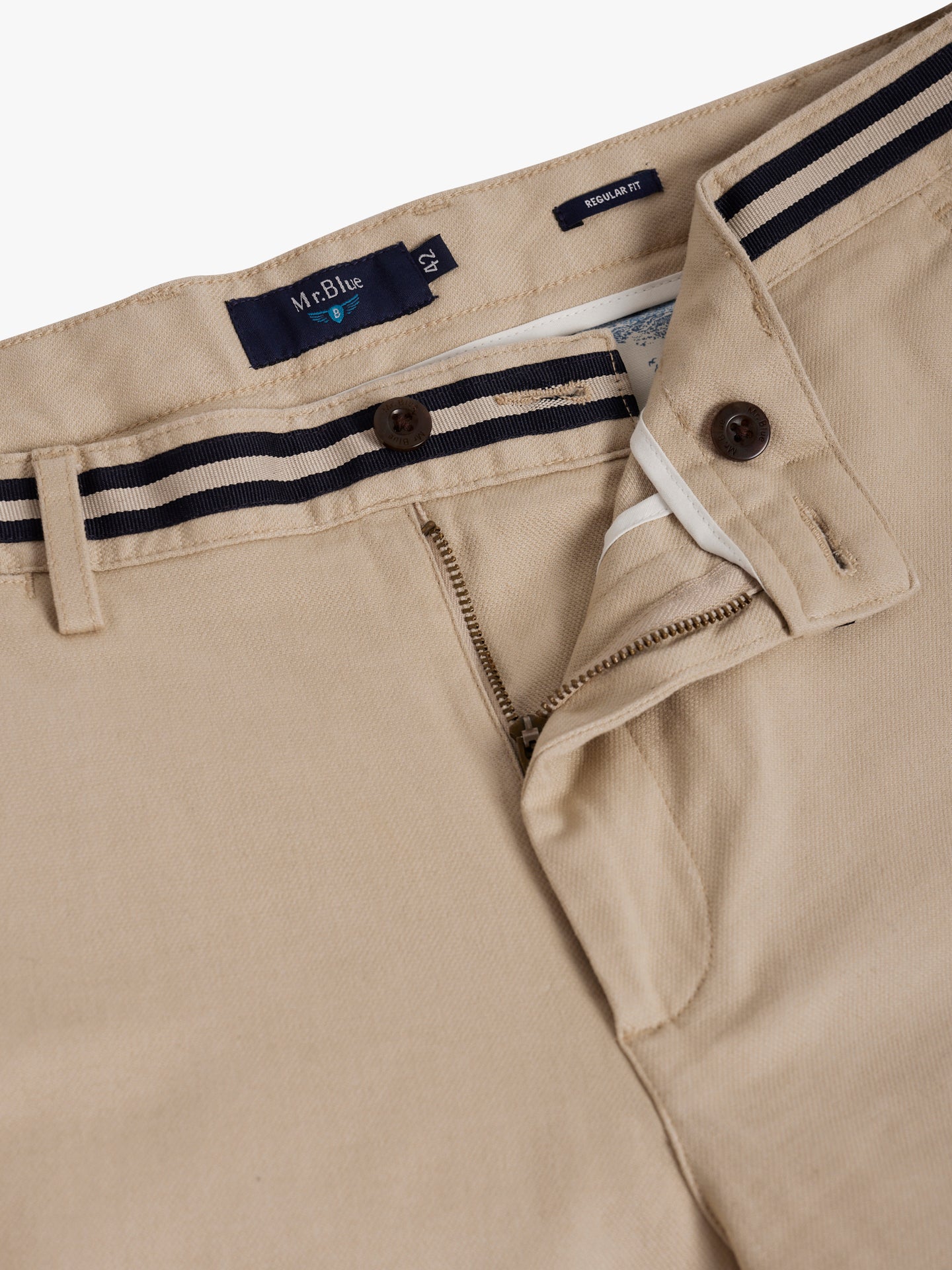 CALÇAS ESTRUTURADA BEGES REGULAR FIT MR. BLUE