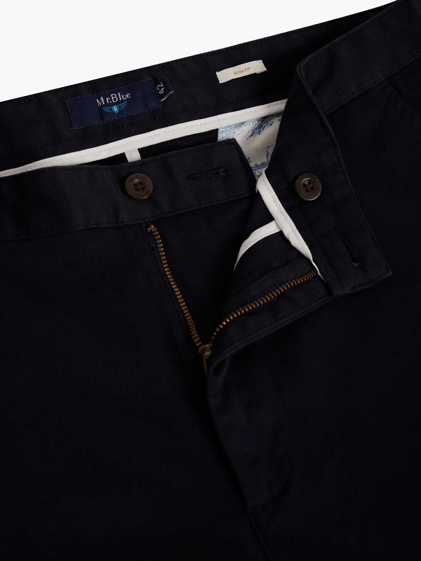 CALÇAS ESTRUTURADA AZUIS SLIM FIT MR. BLUE