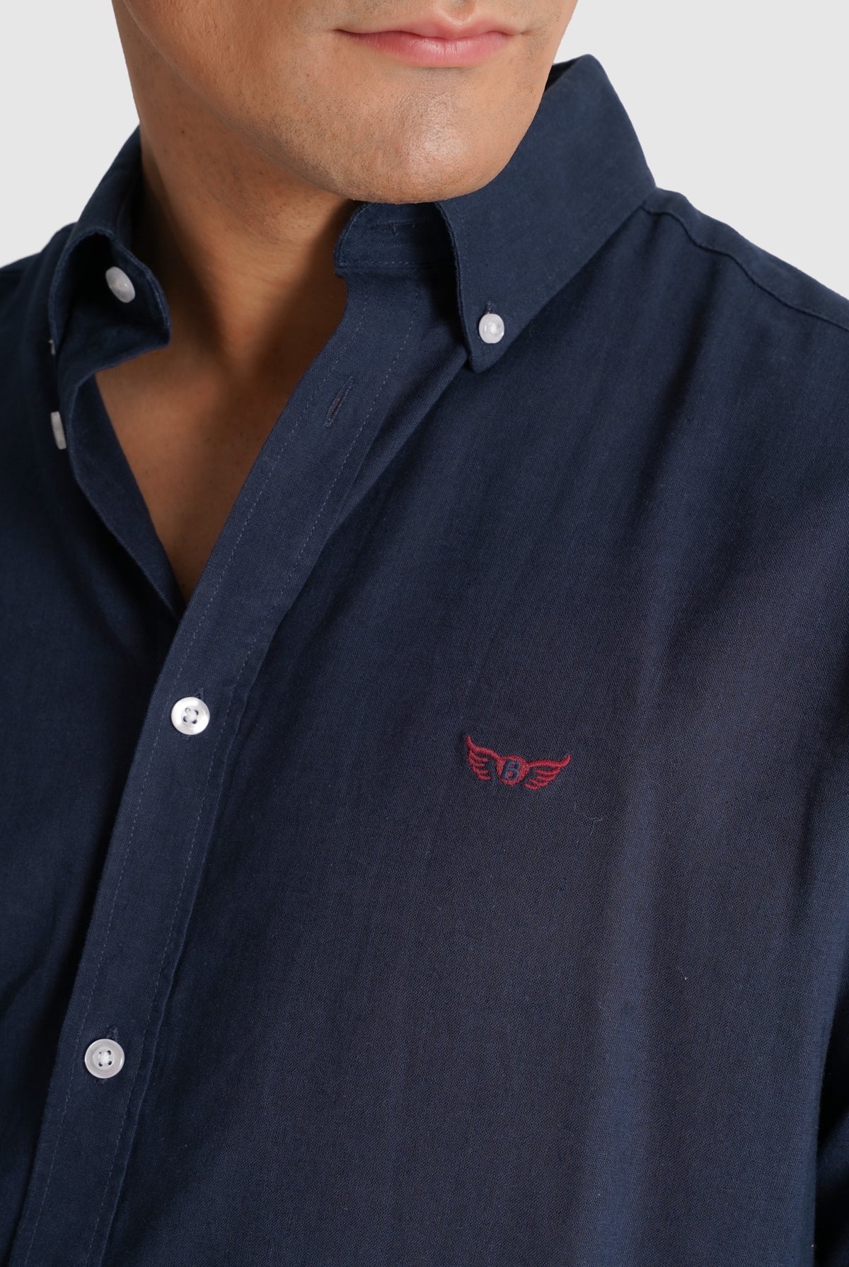 BLUE LONG SLEEVE REGULAR FIT MR SHIRT. BLUE