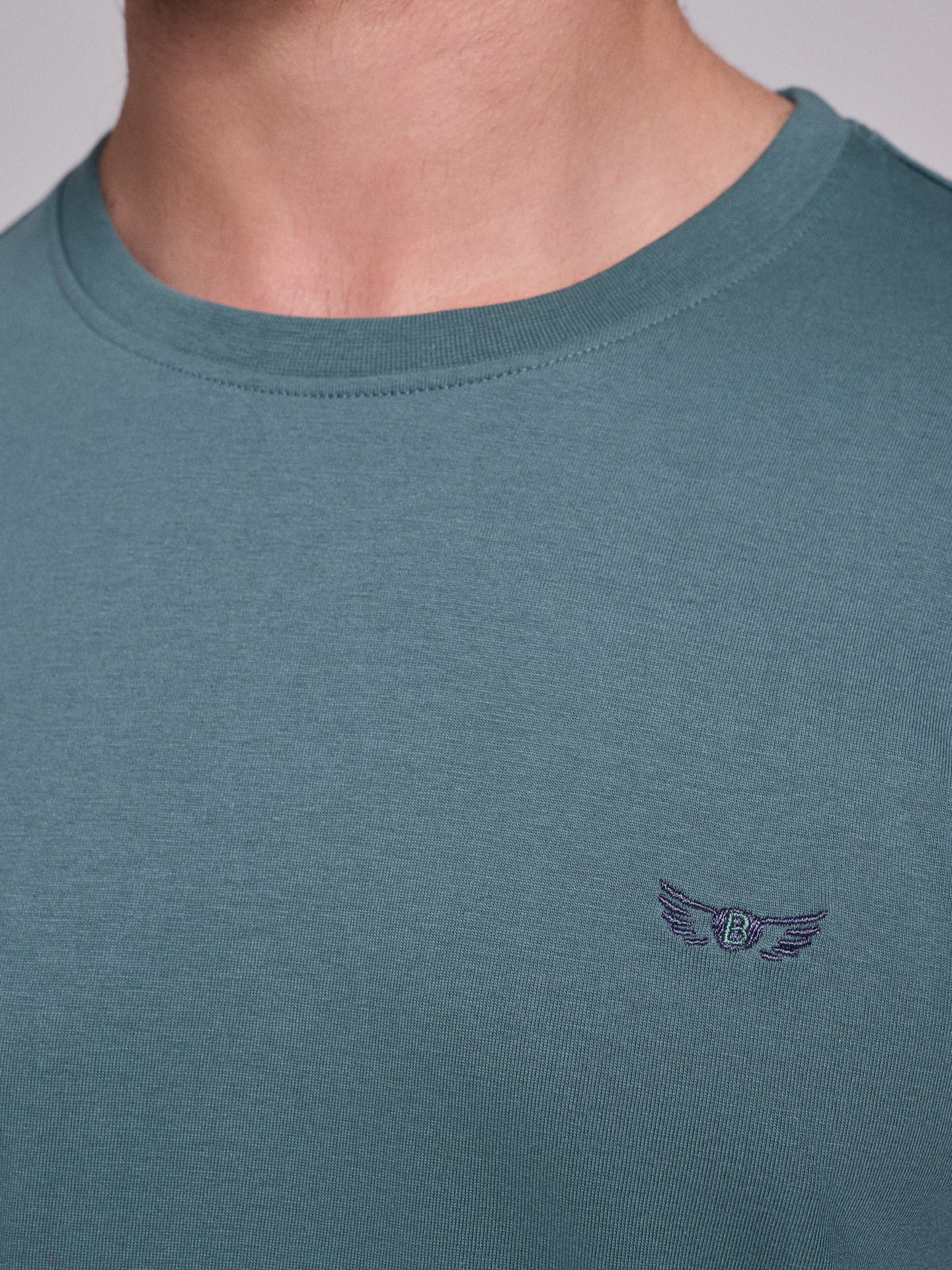 T-SHIRT ALGODÃO VERDE MANGA CURTA REGULAR FIT MR. BLUE