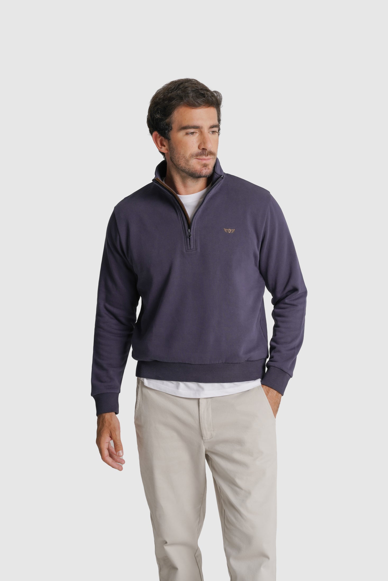 HOODIE ALGODÃO REGULAR FIT AZUL LISO MR. BLUE