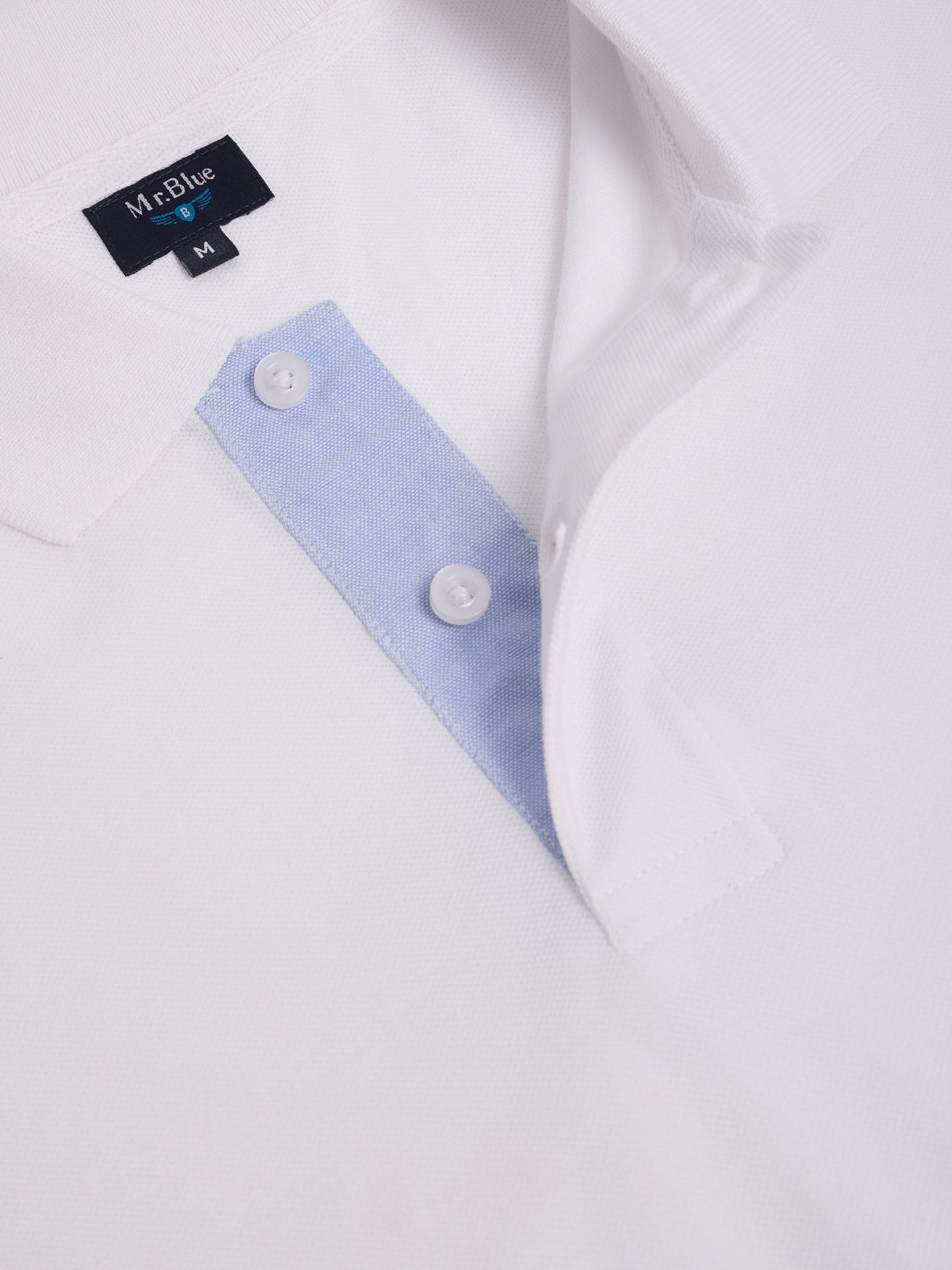 POLO BRANCO MANGA CURTA REGULAR FIT MR. BLUE