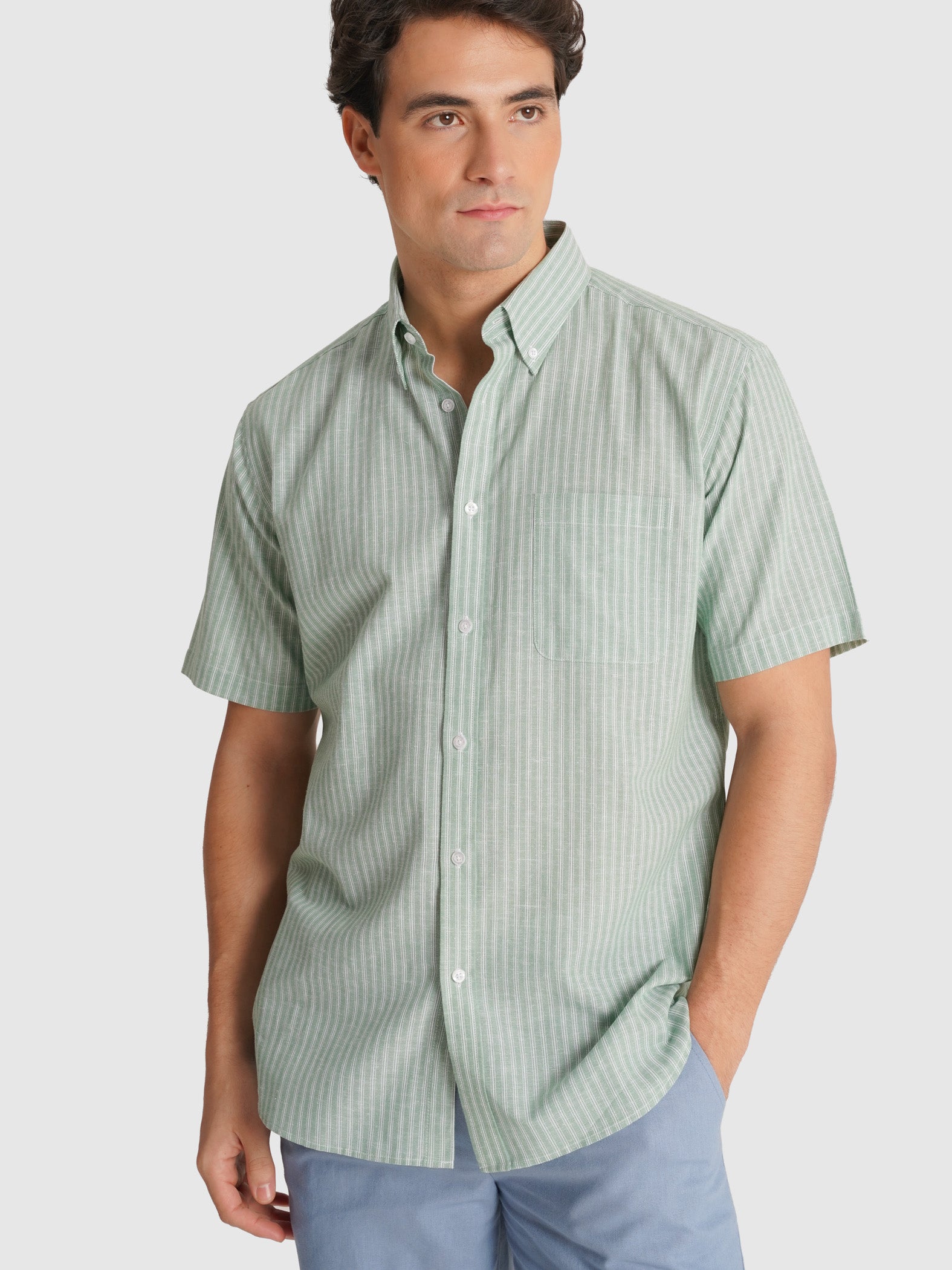 GREEN SHIRT SHORT SLEEVE REGULAR FIT MR. BLUE