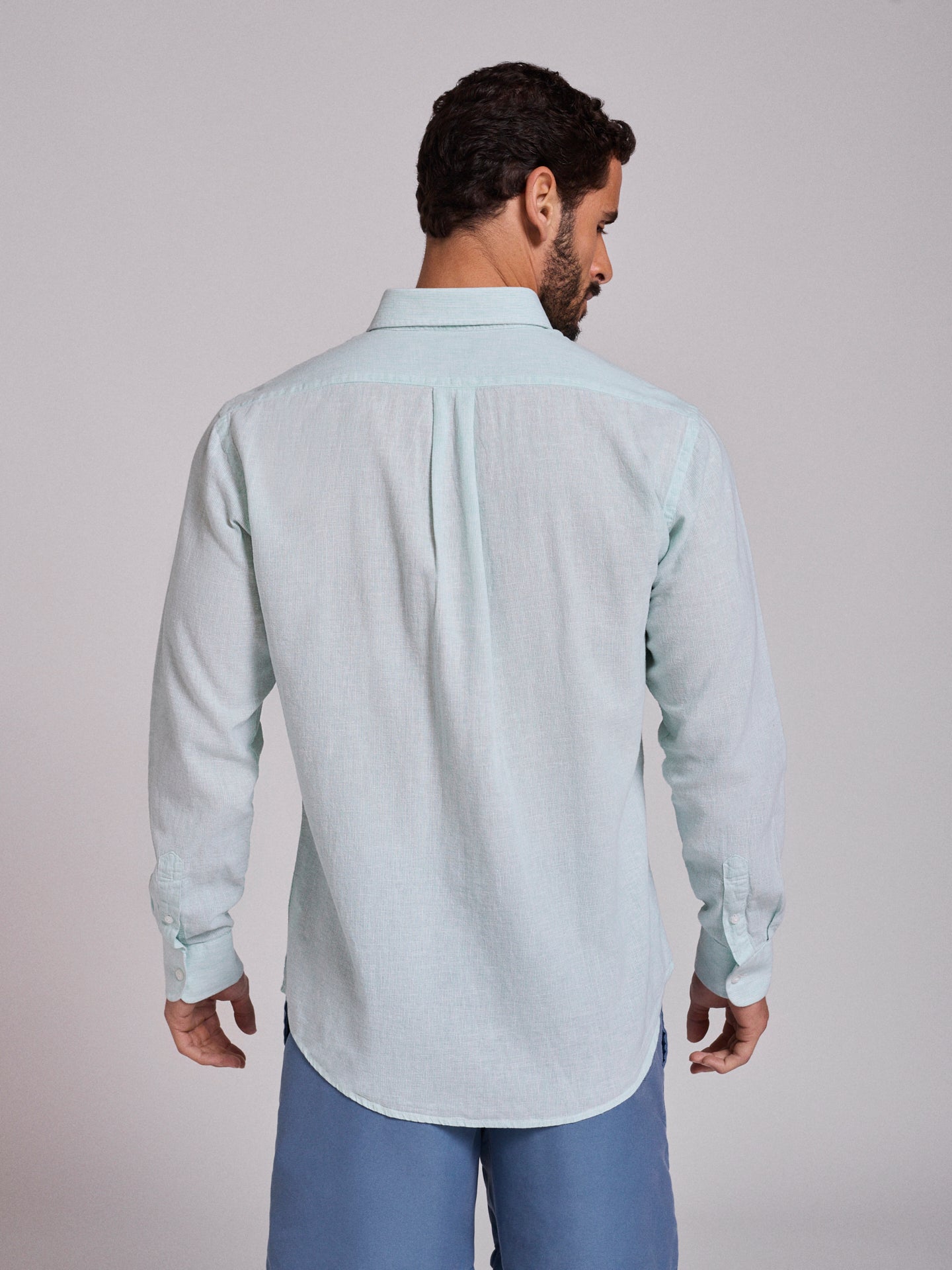 CAMISA LINHO VERDE MANGA COMPRIDA REGULAR FIT MR. BLUE