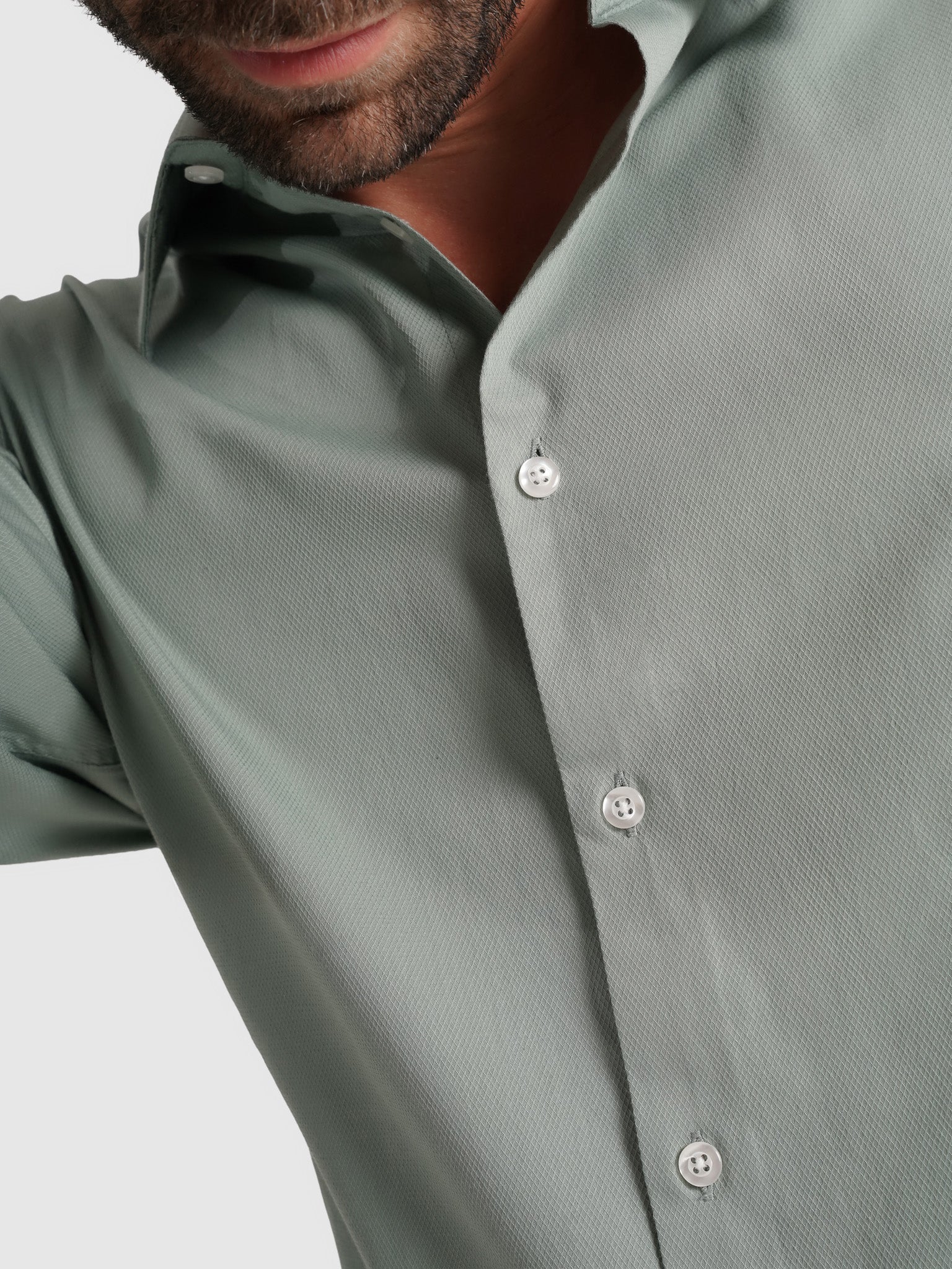 Camisa Algodão Verde Manga Comprida Slim Fit Mr. Blue