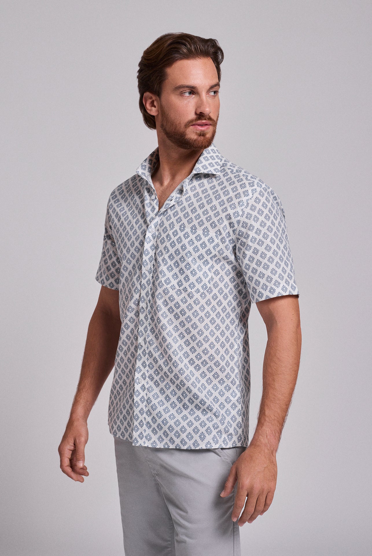 BLUE LINEN SHIRT SHORT SLEEVE REGULAR FIT MR. BLUE