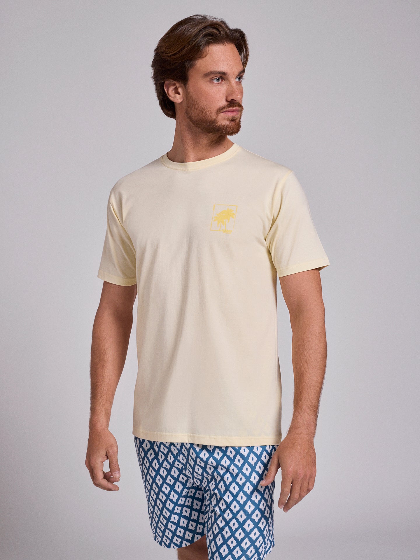 T-SHIRT ALGODÃO AMARELA MANGA CURTA REGULAR FIT MR. BLUE