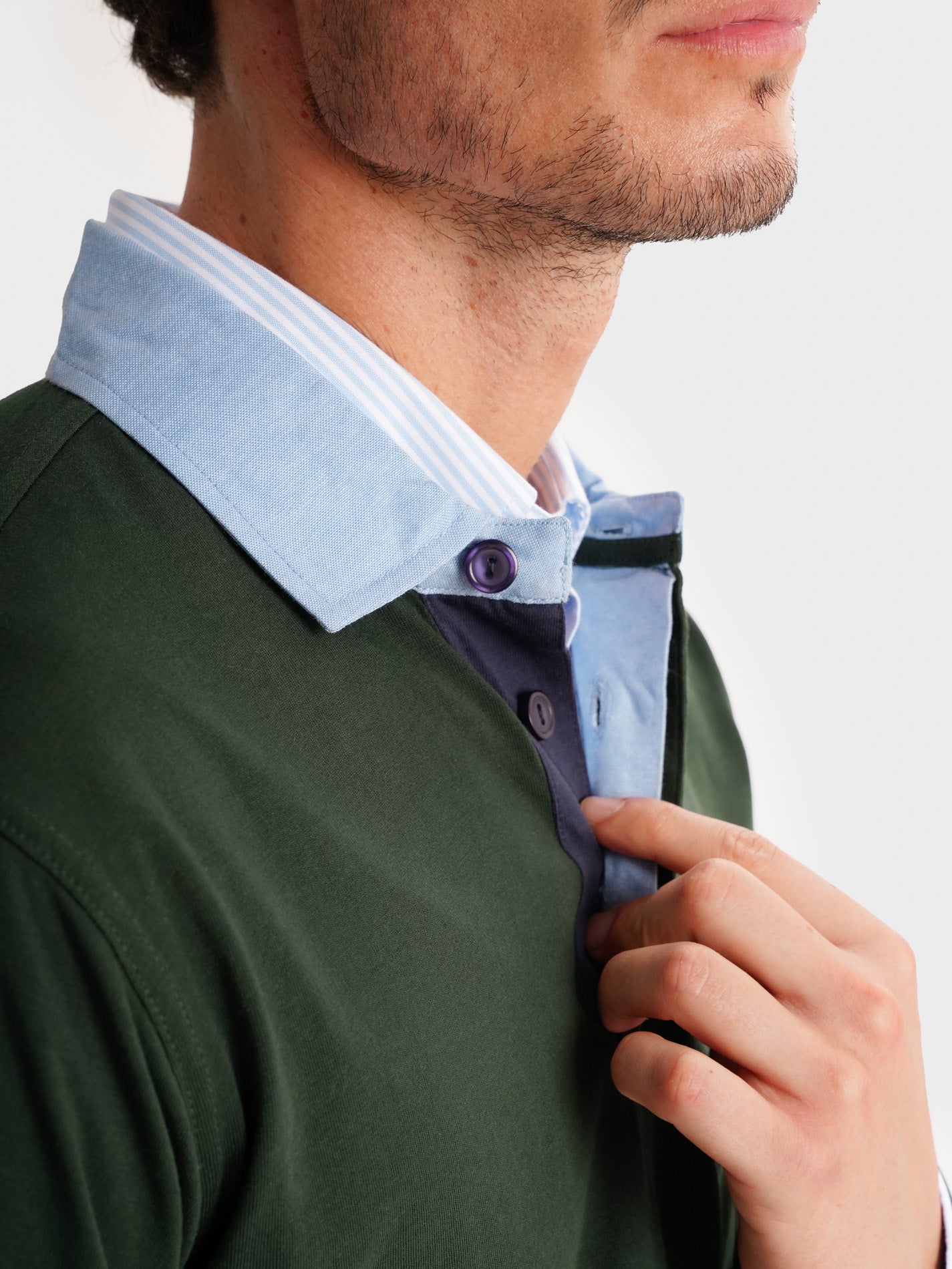 RUGBIE ALGODÃO VERDE MANGA COMPRIDA REGULAR FIT MR. BLUE