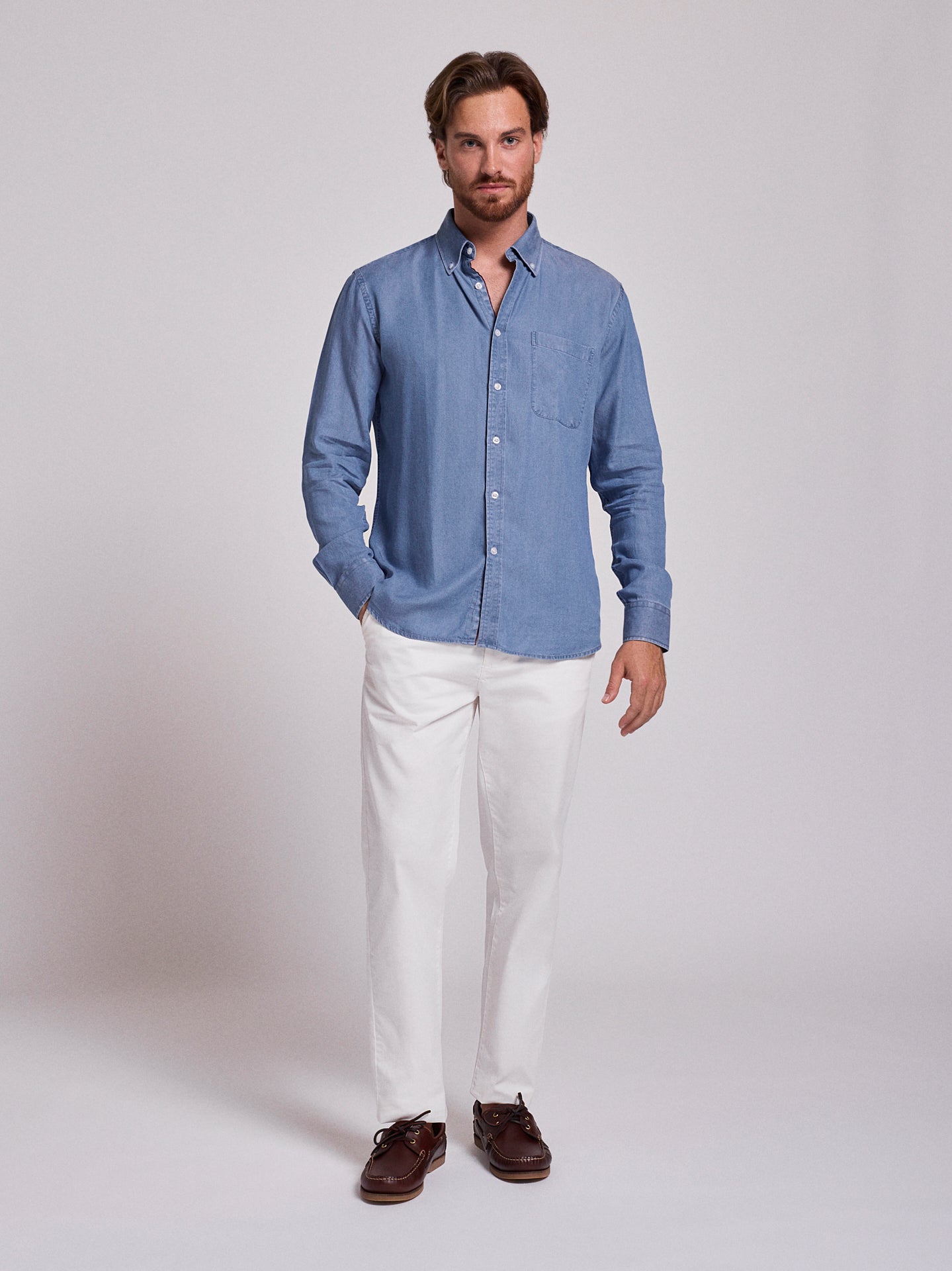 CAMISA GANGA AZUL MANGA COMPRIDA REGULAR FIT MR. BLUE