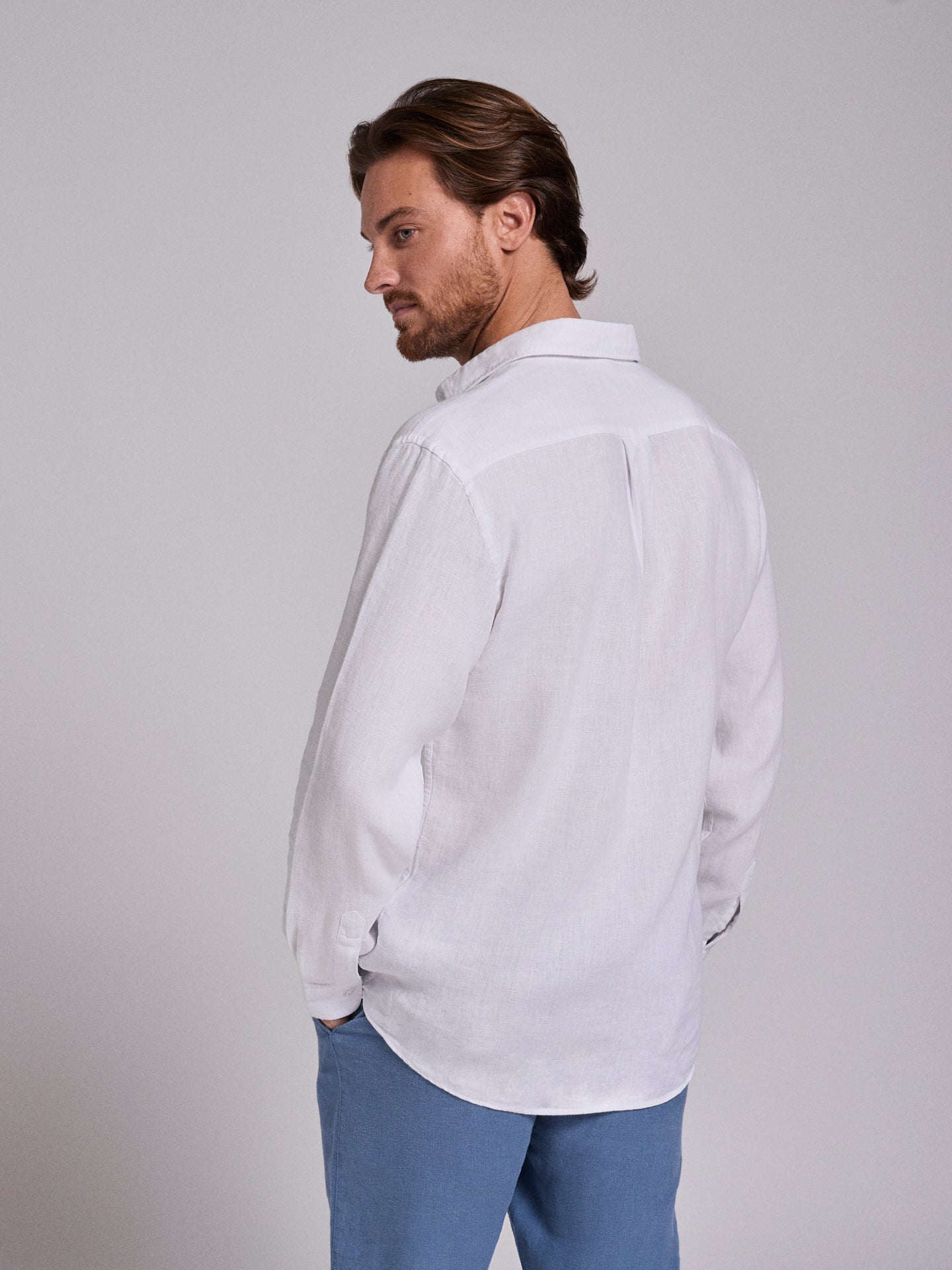 CAMISA LINHO BRANCA MANGA COMPRIDA TAILORED FIT MARK BELLUCCI