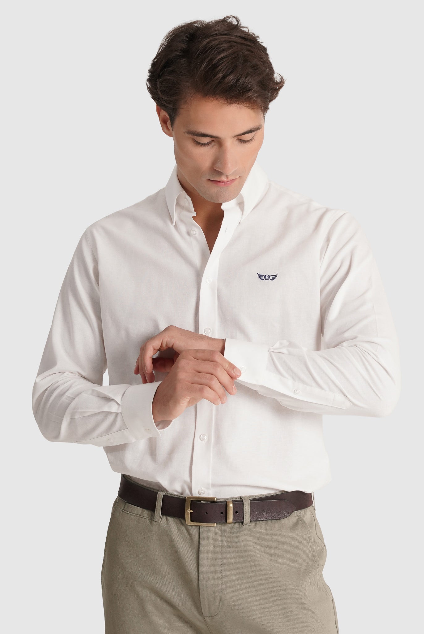 Camisa Algodão Branca Manga Comprida Regular Fit Mr. Blue