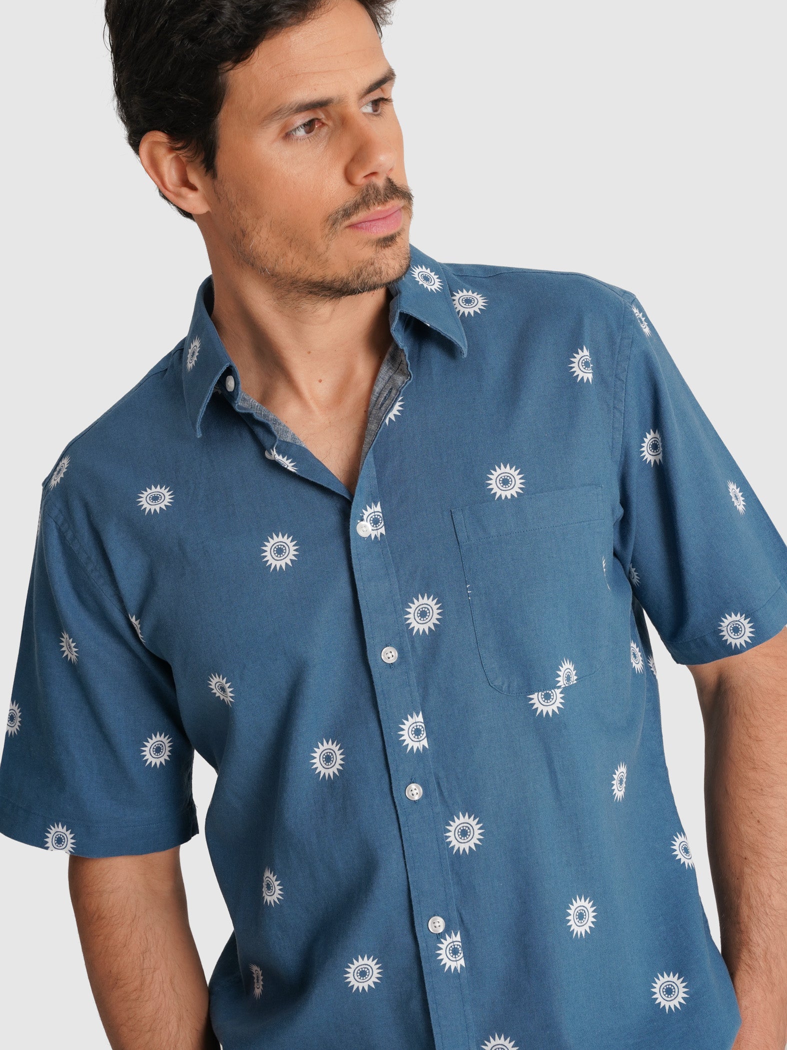 CAMISA AZUL MANGA CURTA REGULAR FIT MR. BLUE