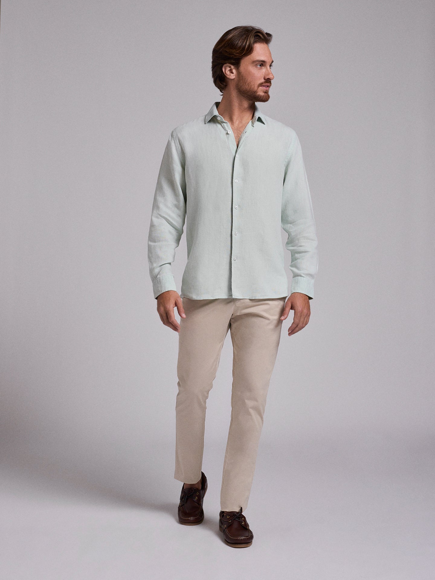 CAMISA LINHO VERDE MANGA COMPRIDA TAILORED FIT MARK BELLUCCI