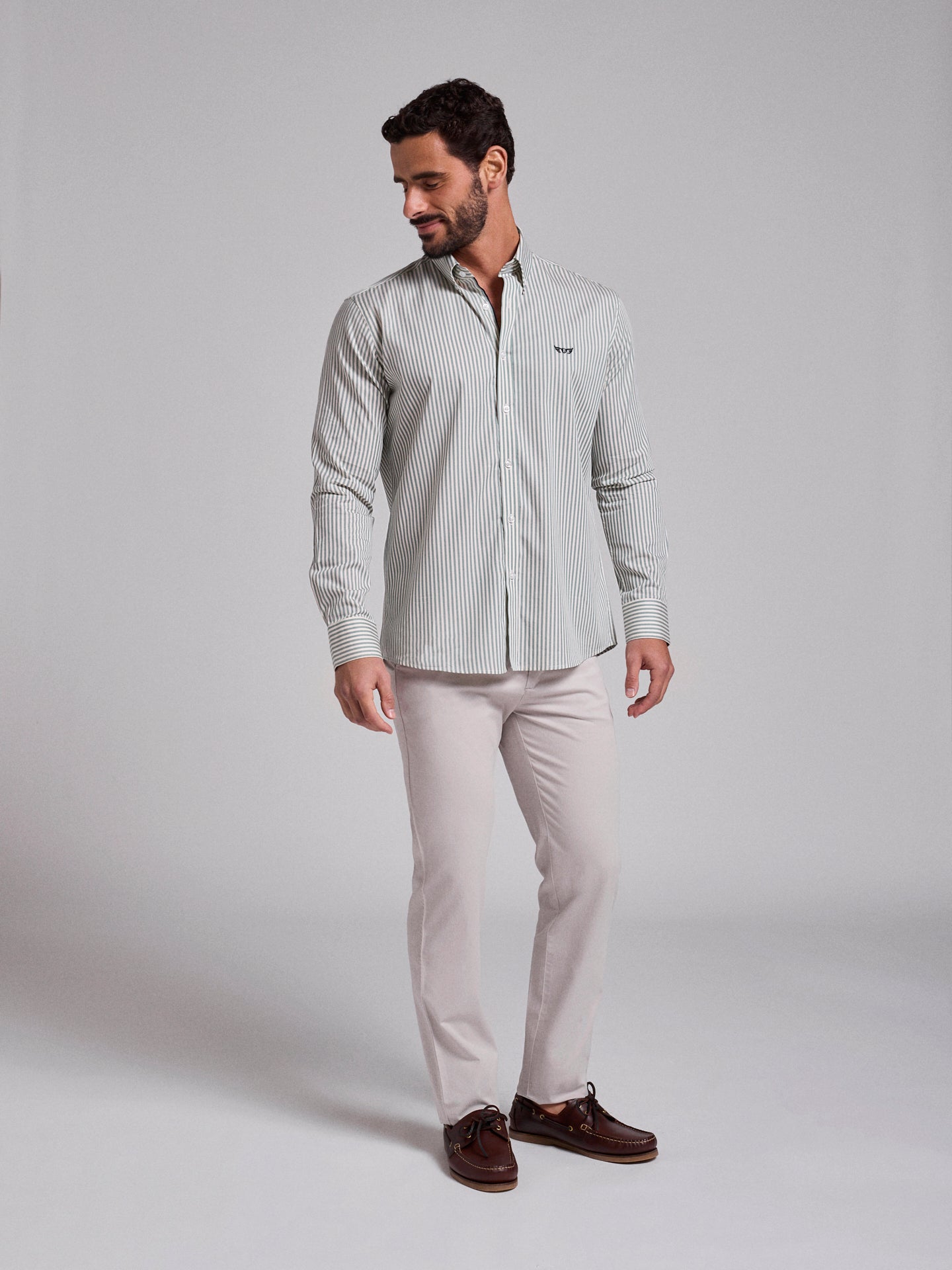 CAMISA ALGODÃO VERDE MANGA COMPRIDA REGULAR FIT MR. BLUE