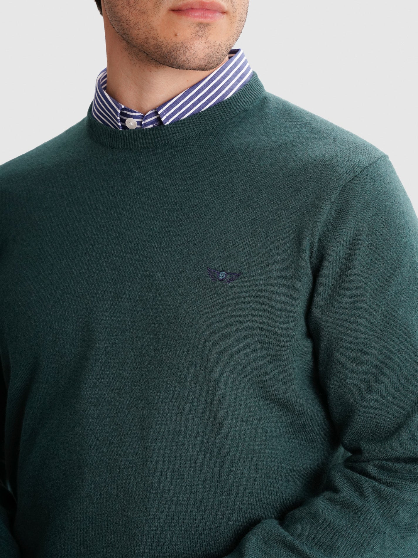 PULLOVER FINO VERDE MANGA COMPRIDA REGULAR FIT MR. BLUE